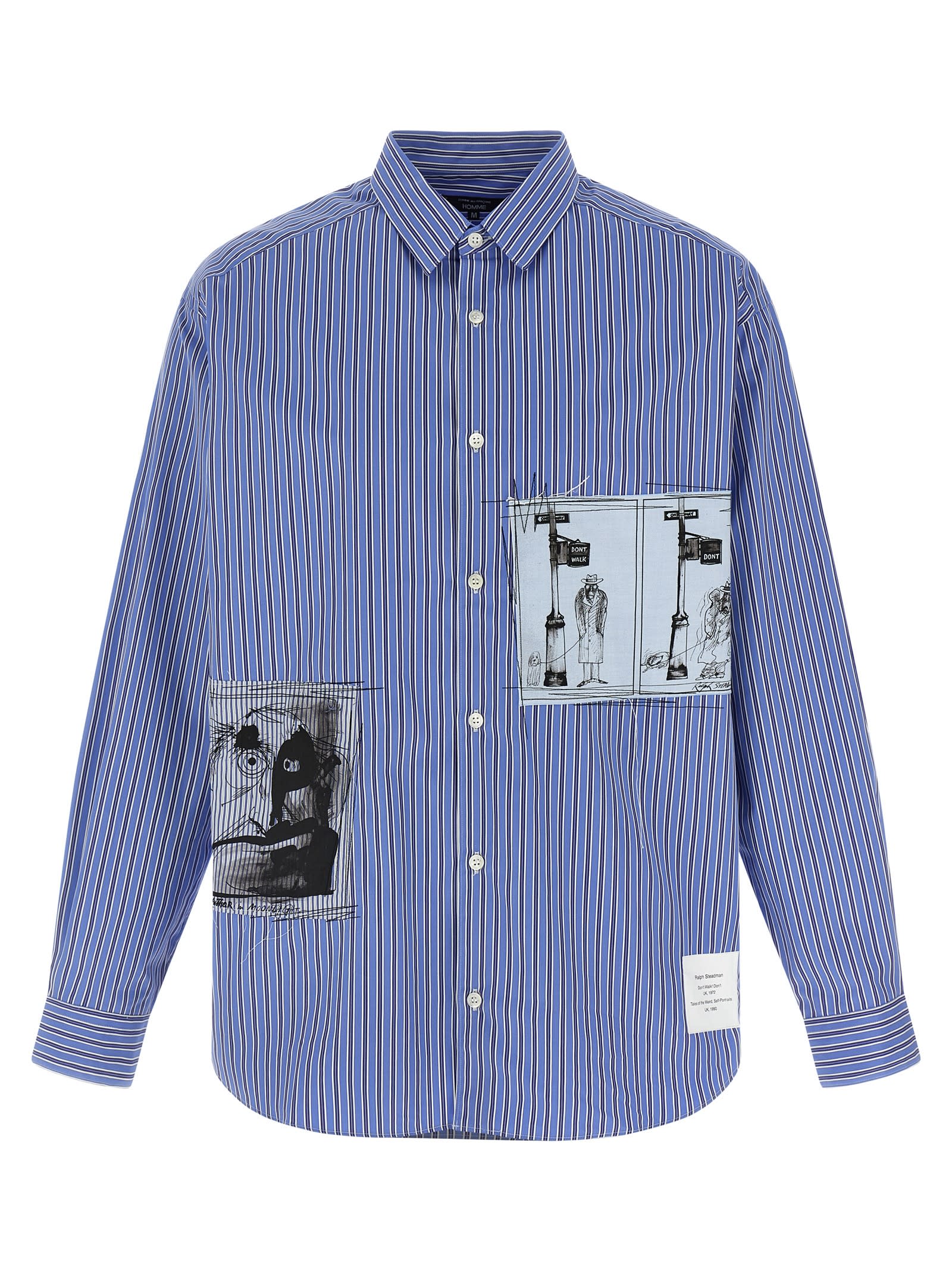 Comme Des Garçons Homme Deux Patch Striped Shirt In Blue