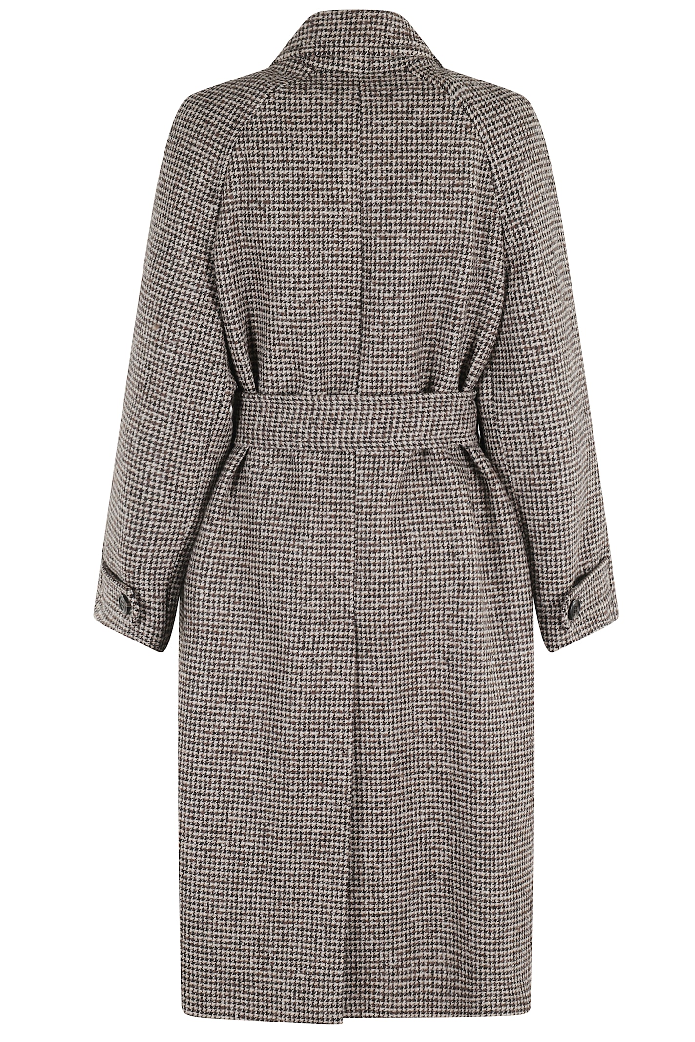 Kiltie Houndstooth-pattern Belted Coat In Gray