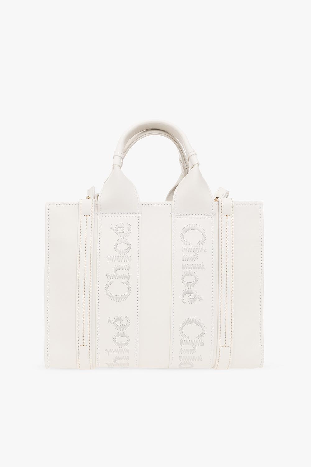 Shop Chloé Woody Small Shopper Bag In Bianco