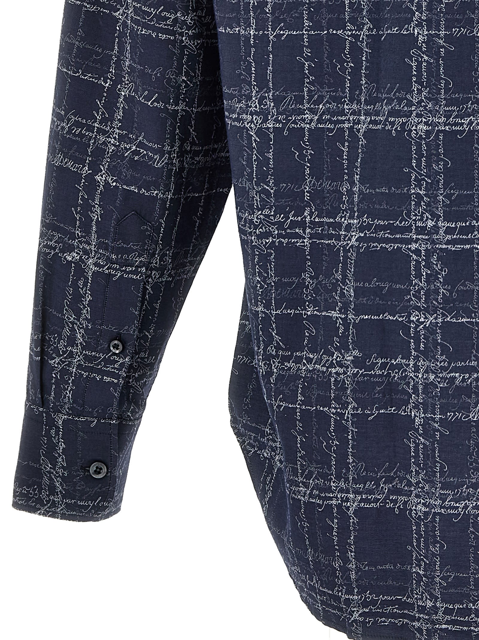 Shop Berluti Alessandro Scritto Checks Shirt In Blue