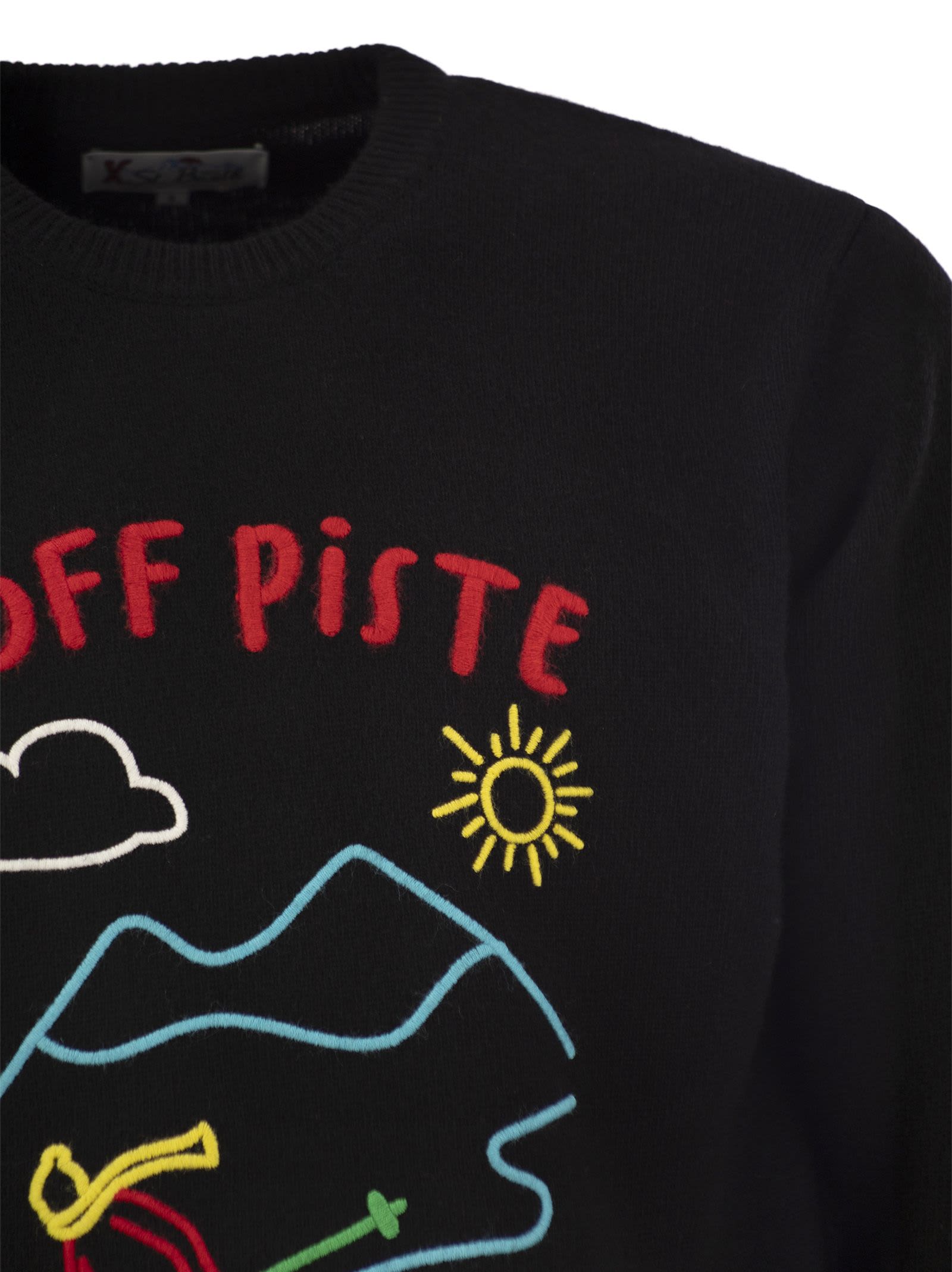 Mc2 Saint Barth Off Piste Wool And Cashmere Blend Sweater In Black