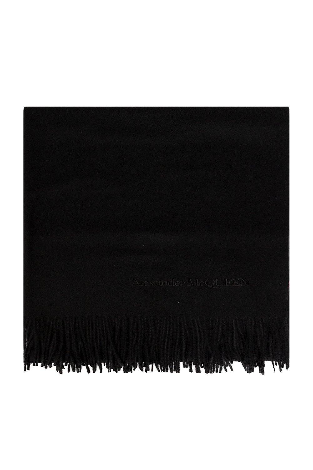 Alexander McQueen Logo-embroidered Fringed Edge Scarf