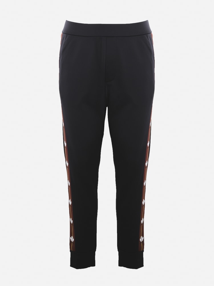 Dsquared2 Cotton Blend Trousers With Contrasting Logo Band