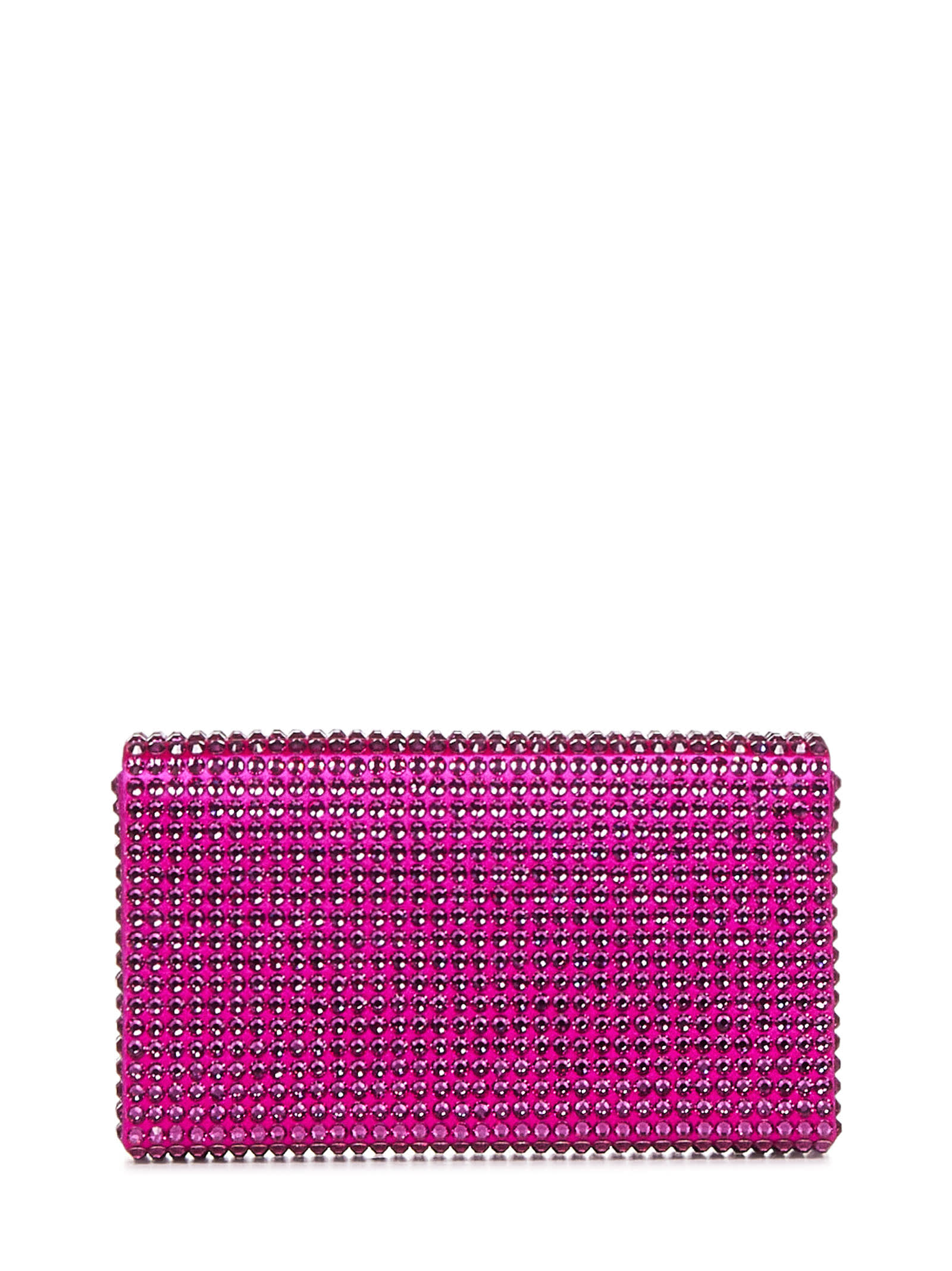 Shop Amina Muaddi Superamini Paloma Clutch In Fuchsia