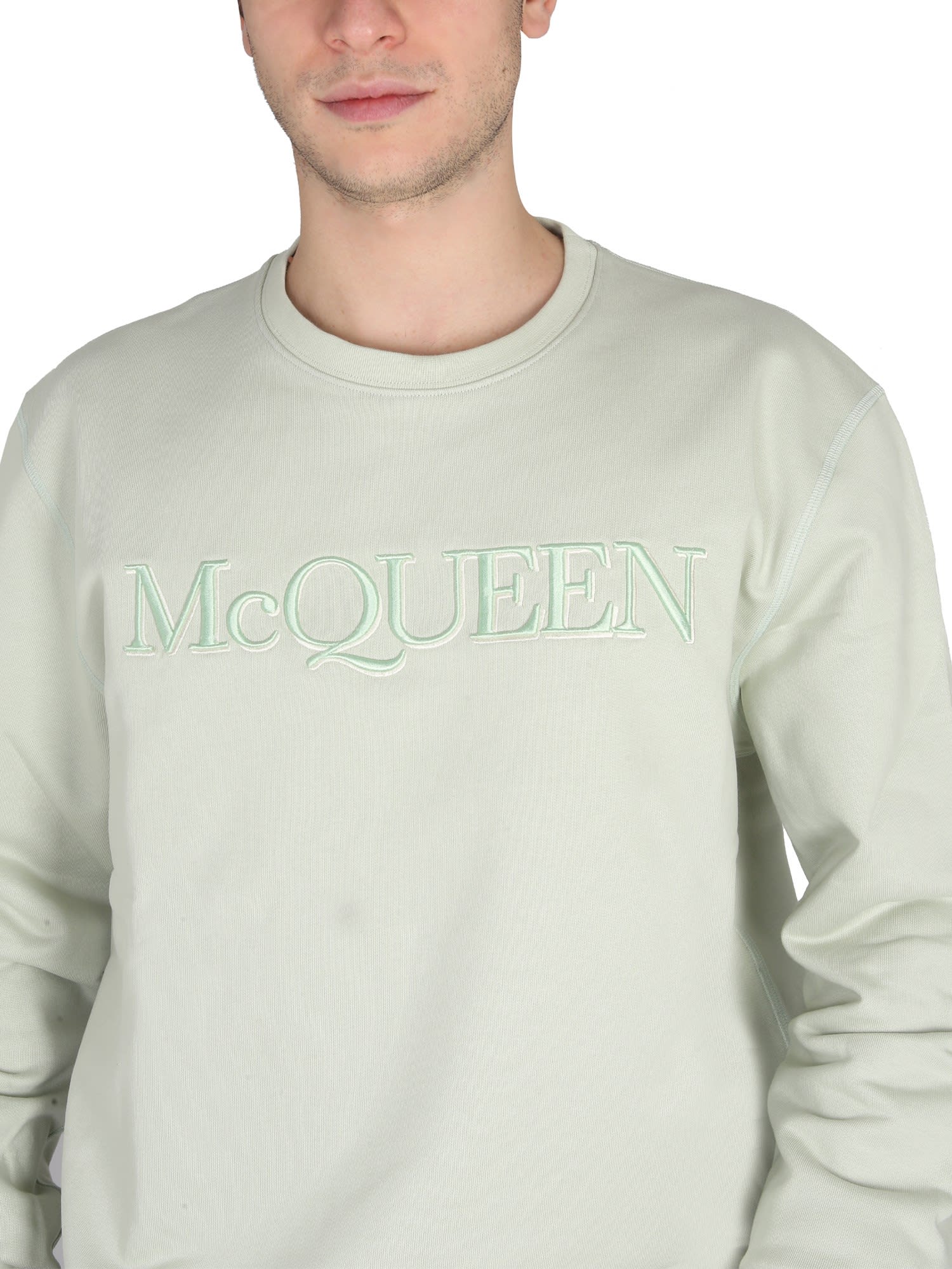 Alexander Mcqueen Alexander Mc Queen Sweatshirt With Logo Embroidery In Green