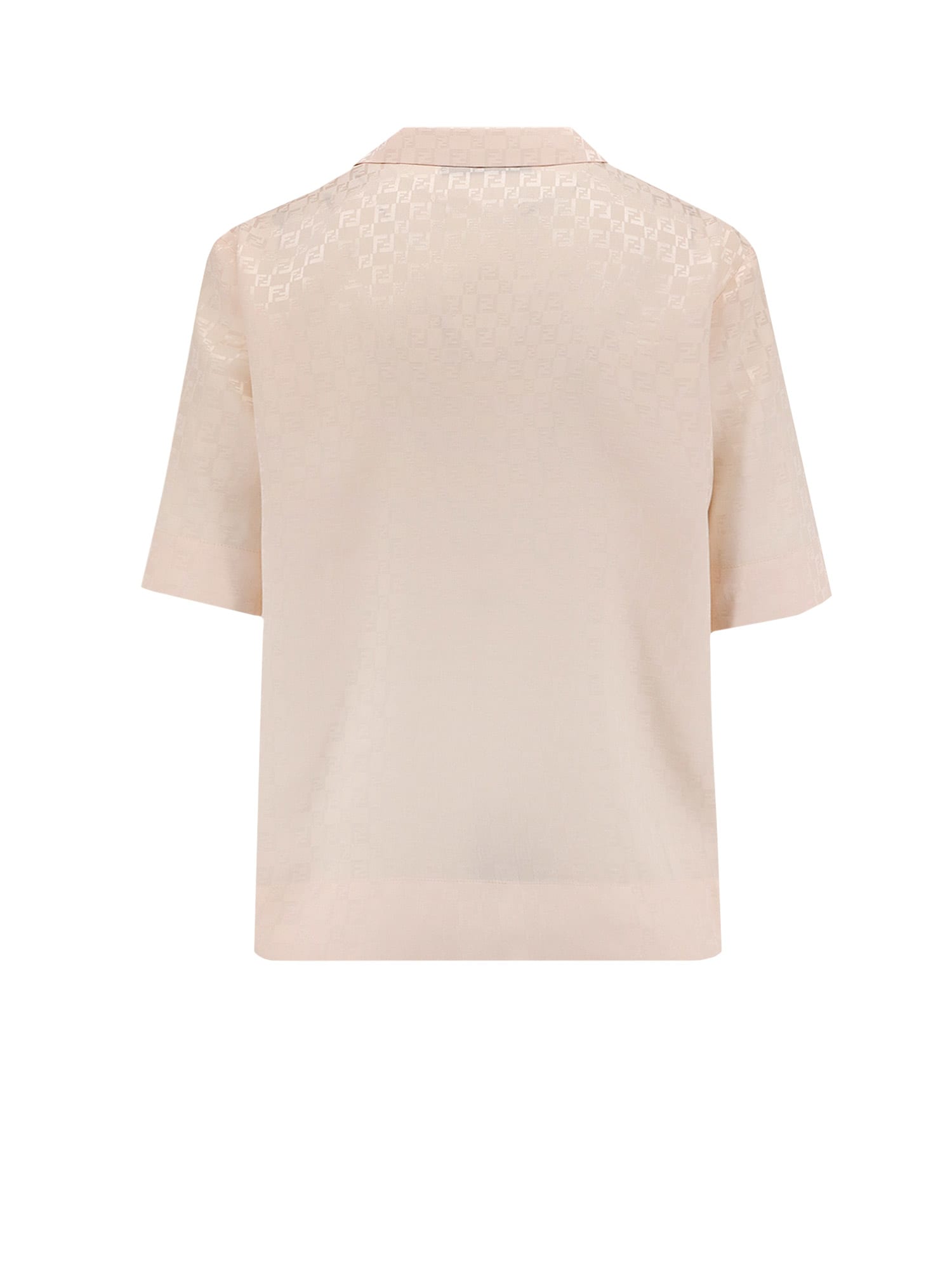 Fendi Ff Pattern Silk Shirt In Peach Sorbet