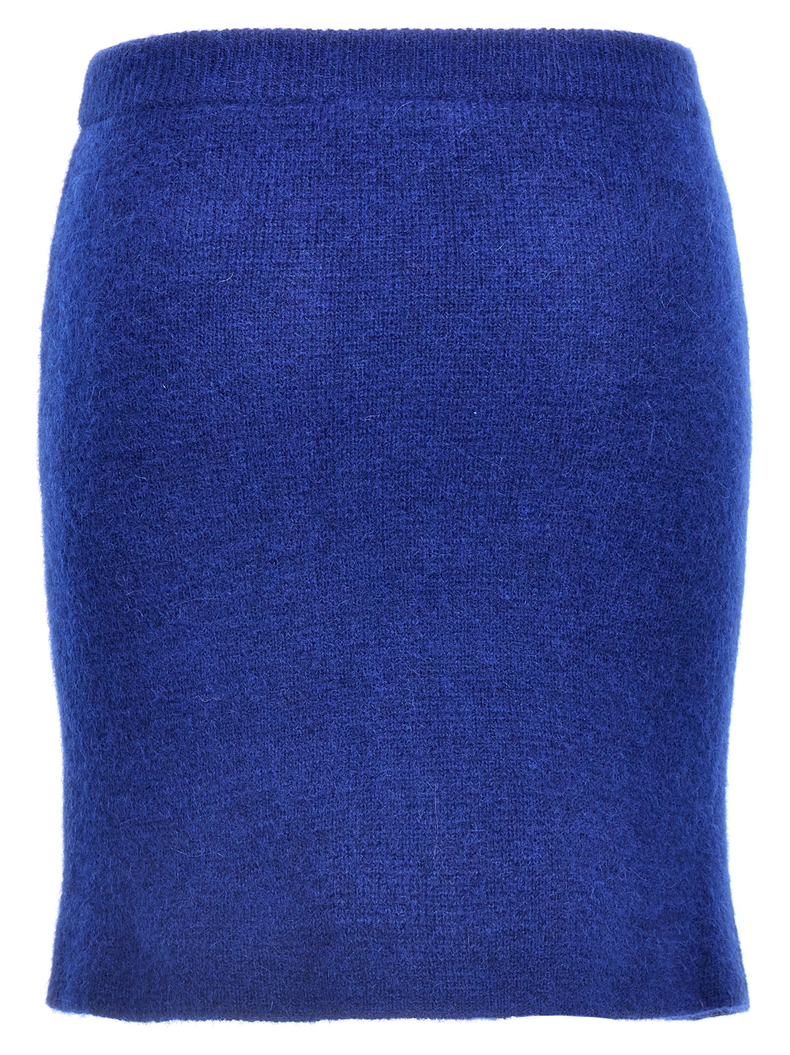 Shop Alessandra Rich Alpaca Mini Skirt In Blue