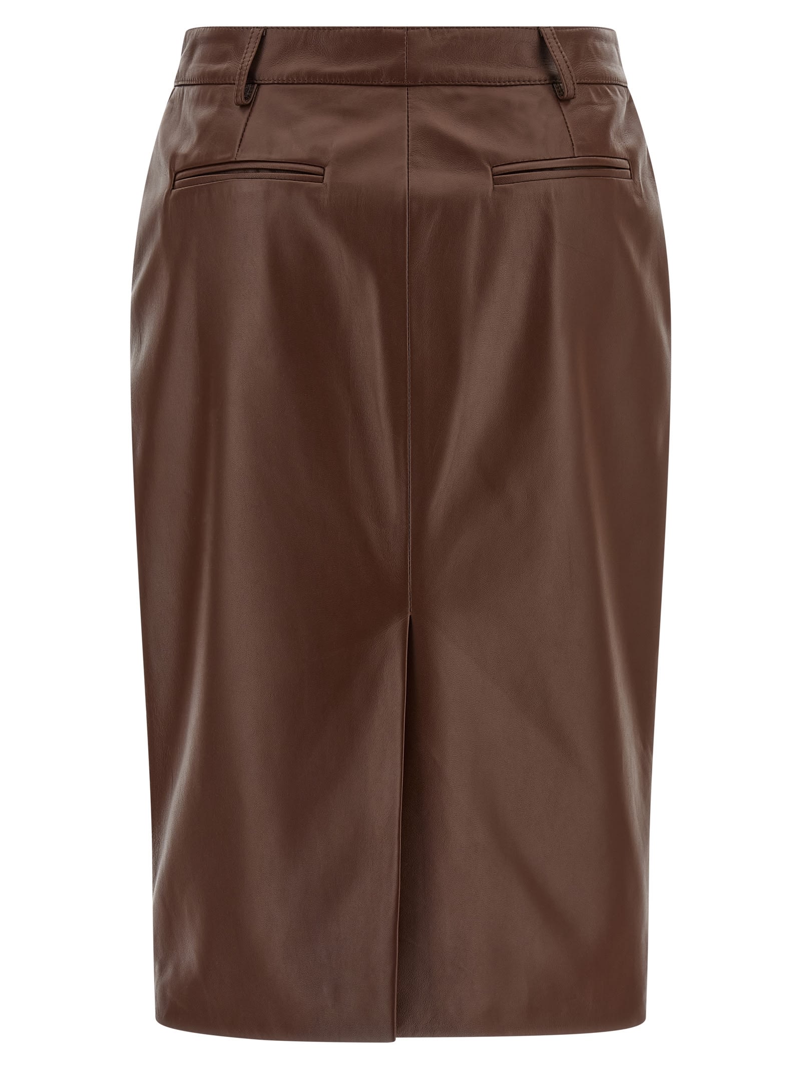 Giuseppe Di Morabito Stylish Leather Skirt Featuring Back Slit In Brown