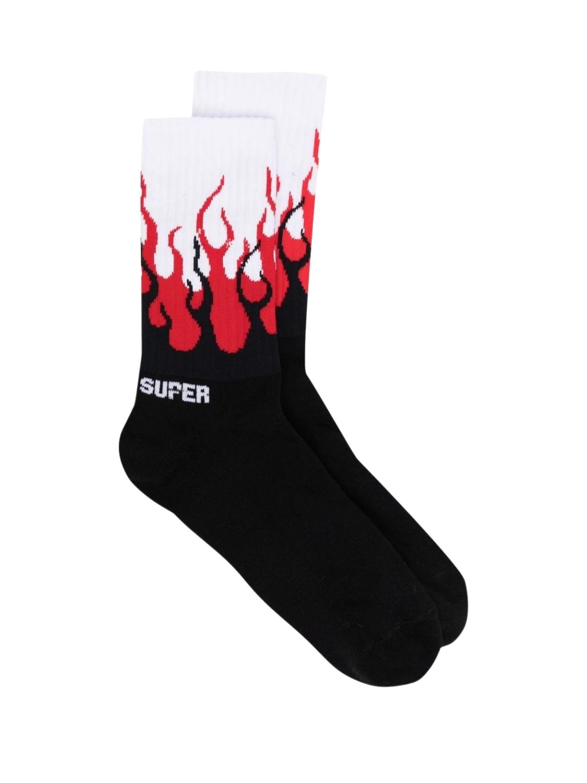 Vision of Super Cotton Red Double Flame Socks