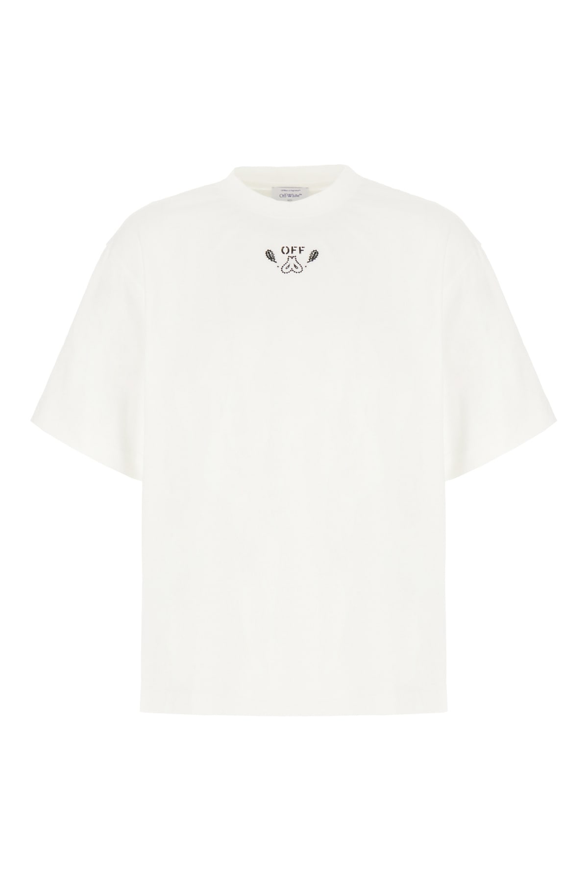 Off-white Black Cotton T-shirt In Bianco