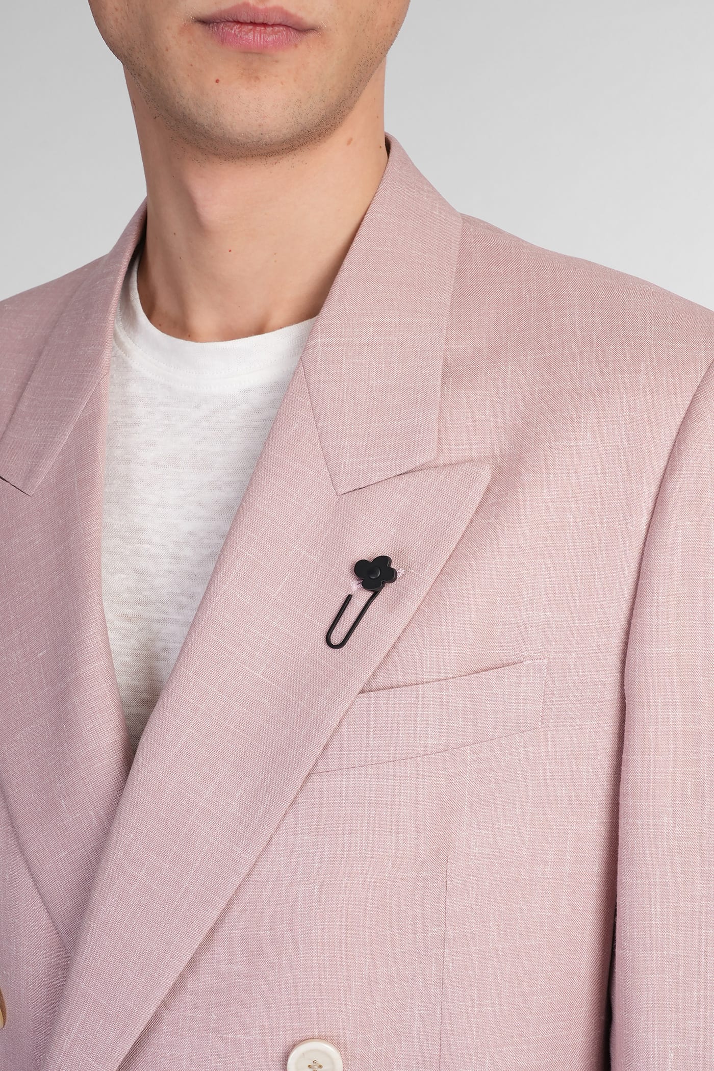 Lardini Blazer In Rose-pink Wool In Pale Pink