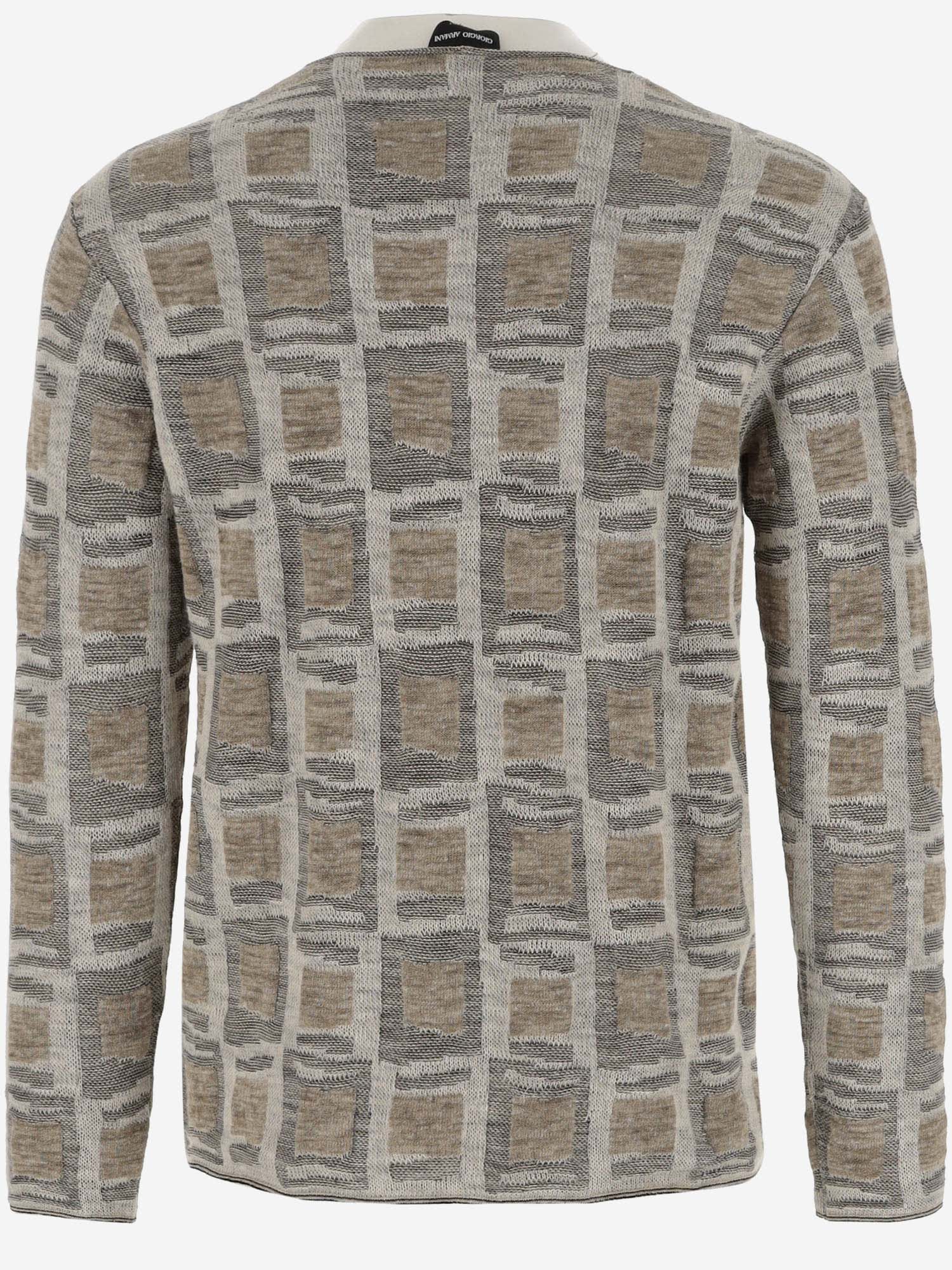 Shop Giorgio Armani Wool And Linen Blend Pullover In Beige