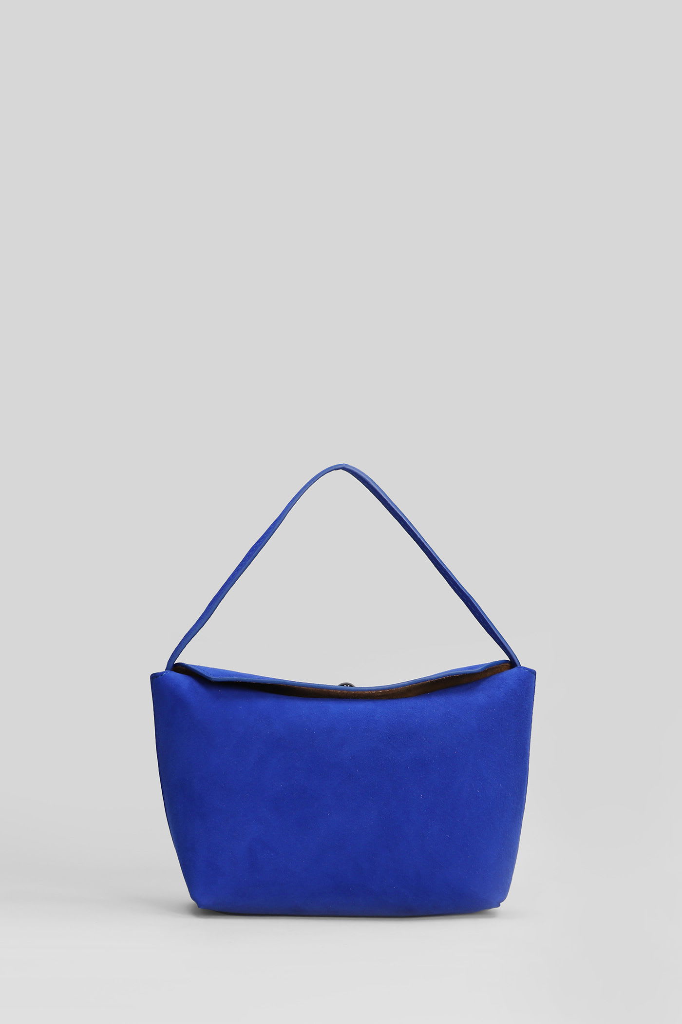 Christopher Esber Turnlock Suede Mini Hand Bag In Blue Suede In Blue