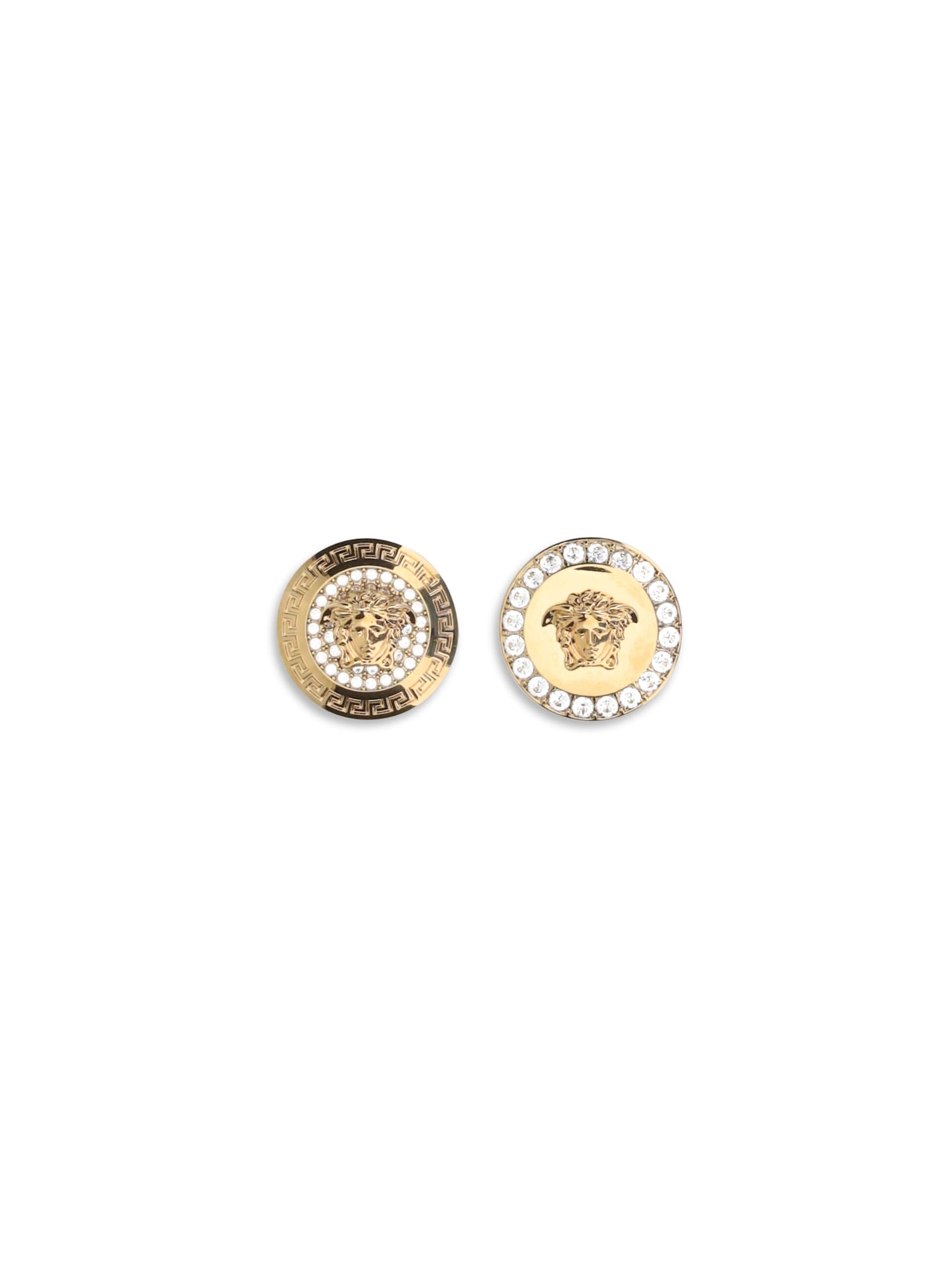 Versace Crystal Medusa Earrings In Gold