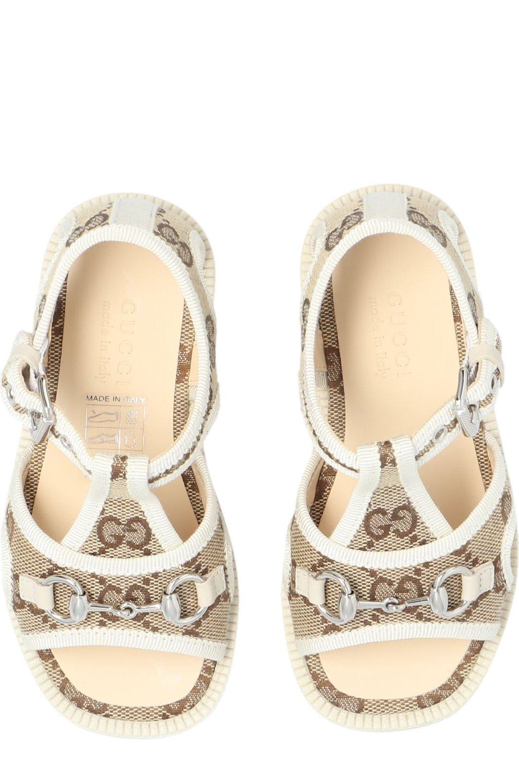 Shop Gucci Buckled Open Toe Sandals In Panna