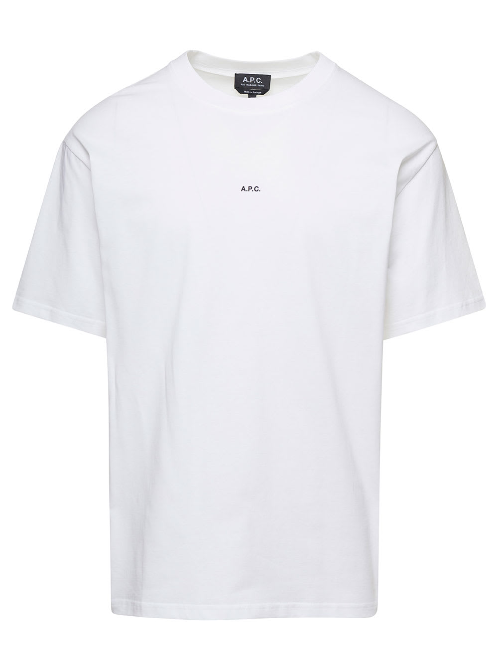 Shop Apc Kyle White Crewneck T-shirt With Front Logo Print In Cotton Man