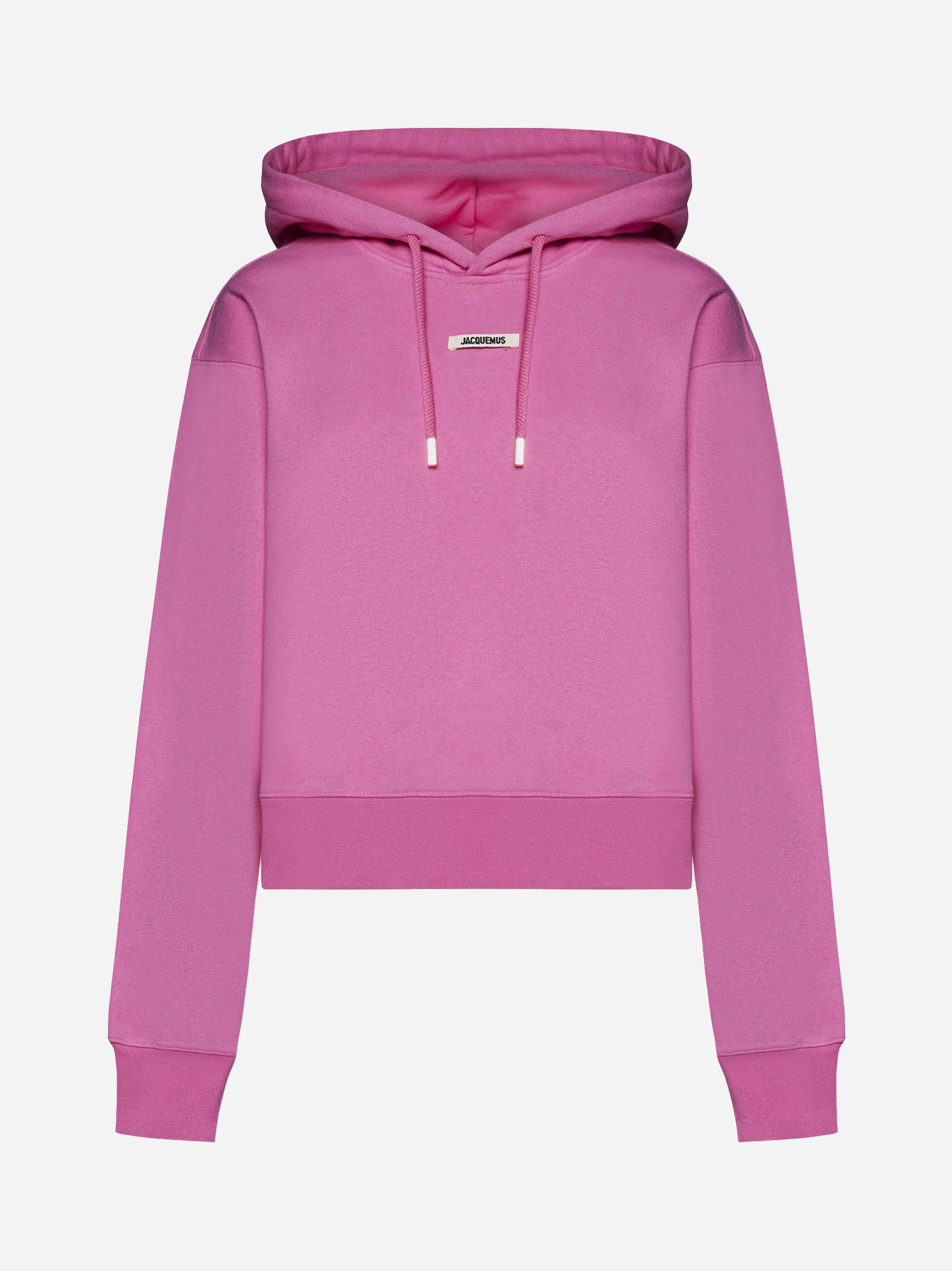 Jacquemus Gros Grain Cotton Hoodie In Pink