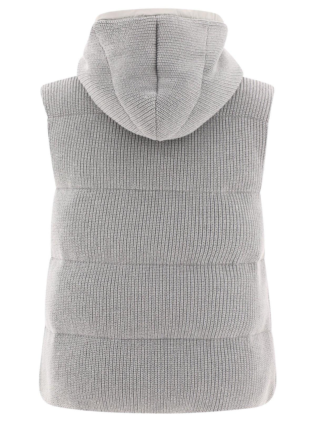 Shop Brunello Cucinelli Sleeveless Quilted Gilet In Grey