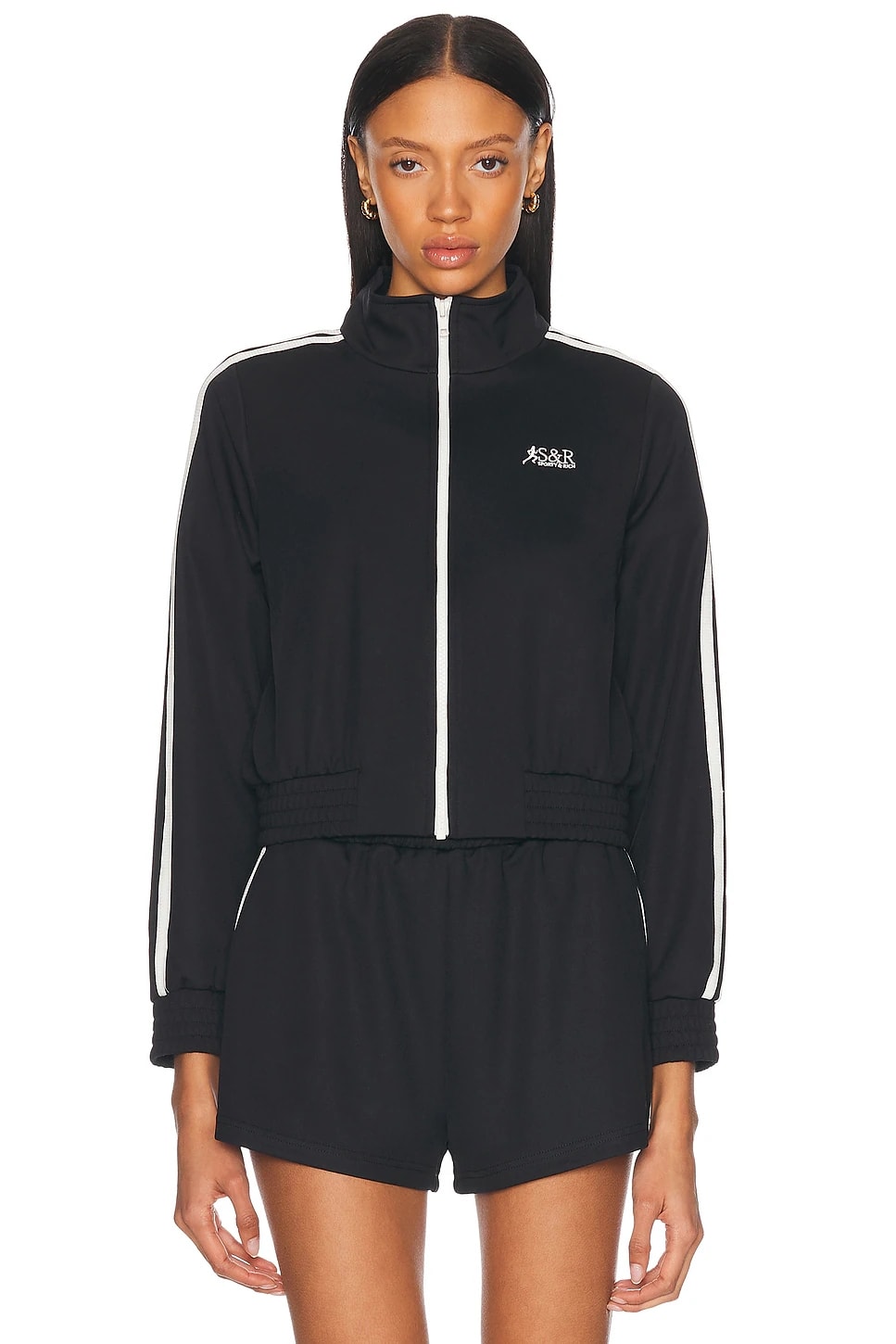 Sporty & Rich Sr Runner Elio Track Jacket In Black
