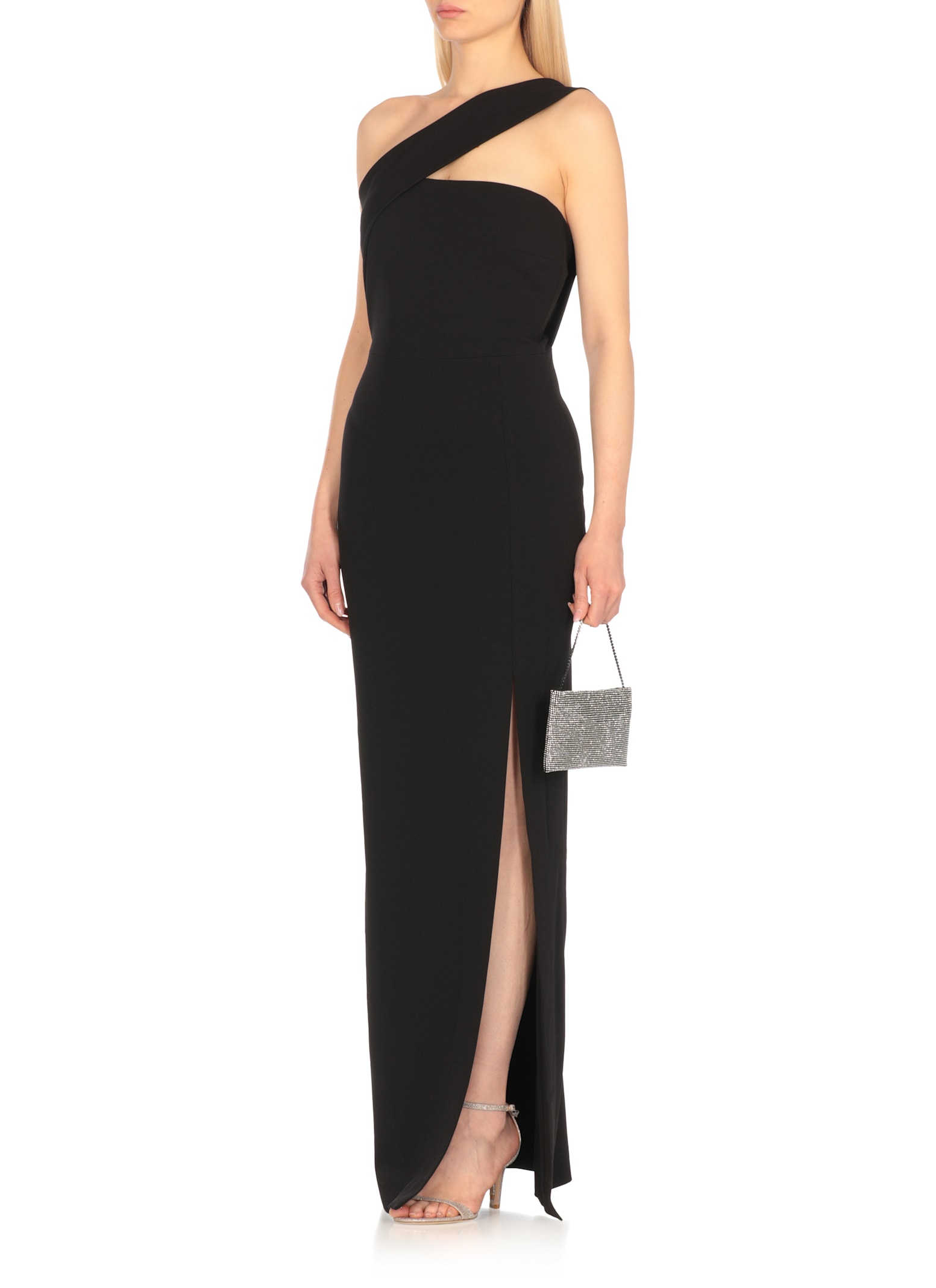 Solace London One-shoulder Dress In Black