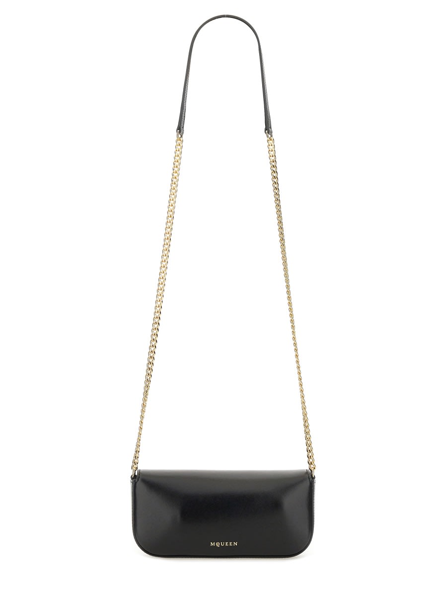 Alexander Mcqueen Black Healthier Small Skull Flower Crossbody Bag In Multi