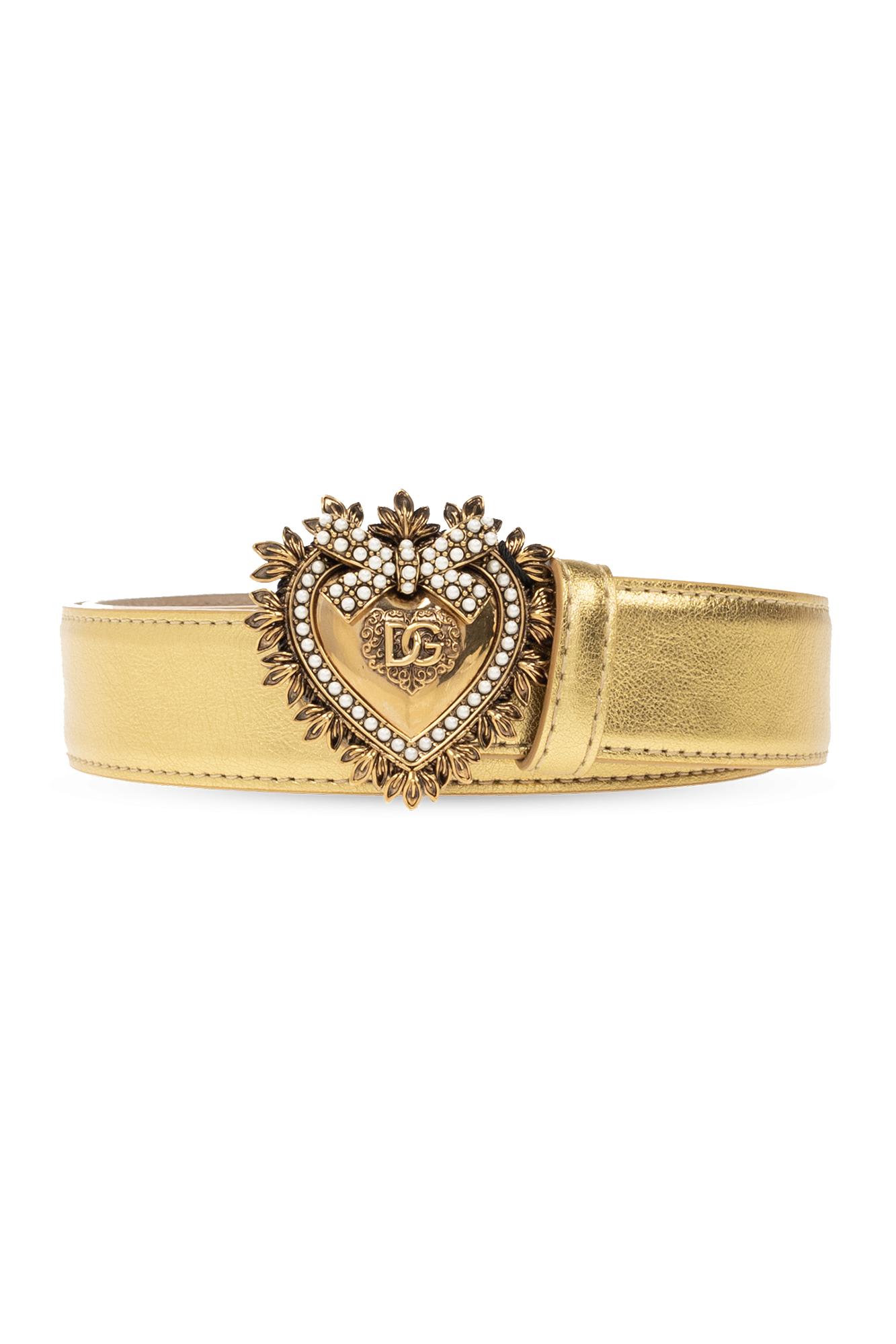 Shop Dolce & Gabbana Leather Belt In Oro