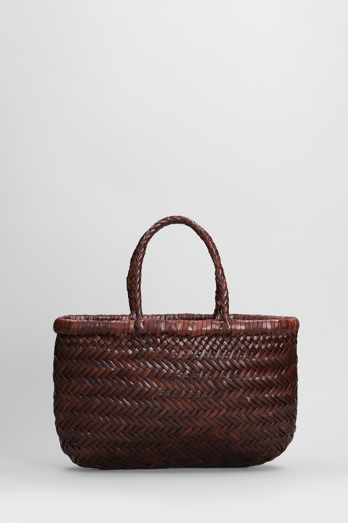Dragon Diffusion Mini Flat Gora Baskt Hand Bag In Brown Leather In Brown
