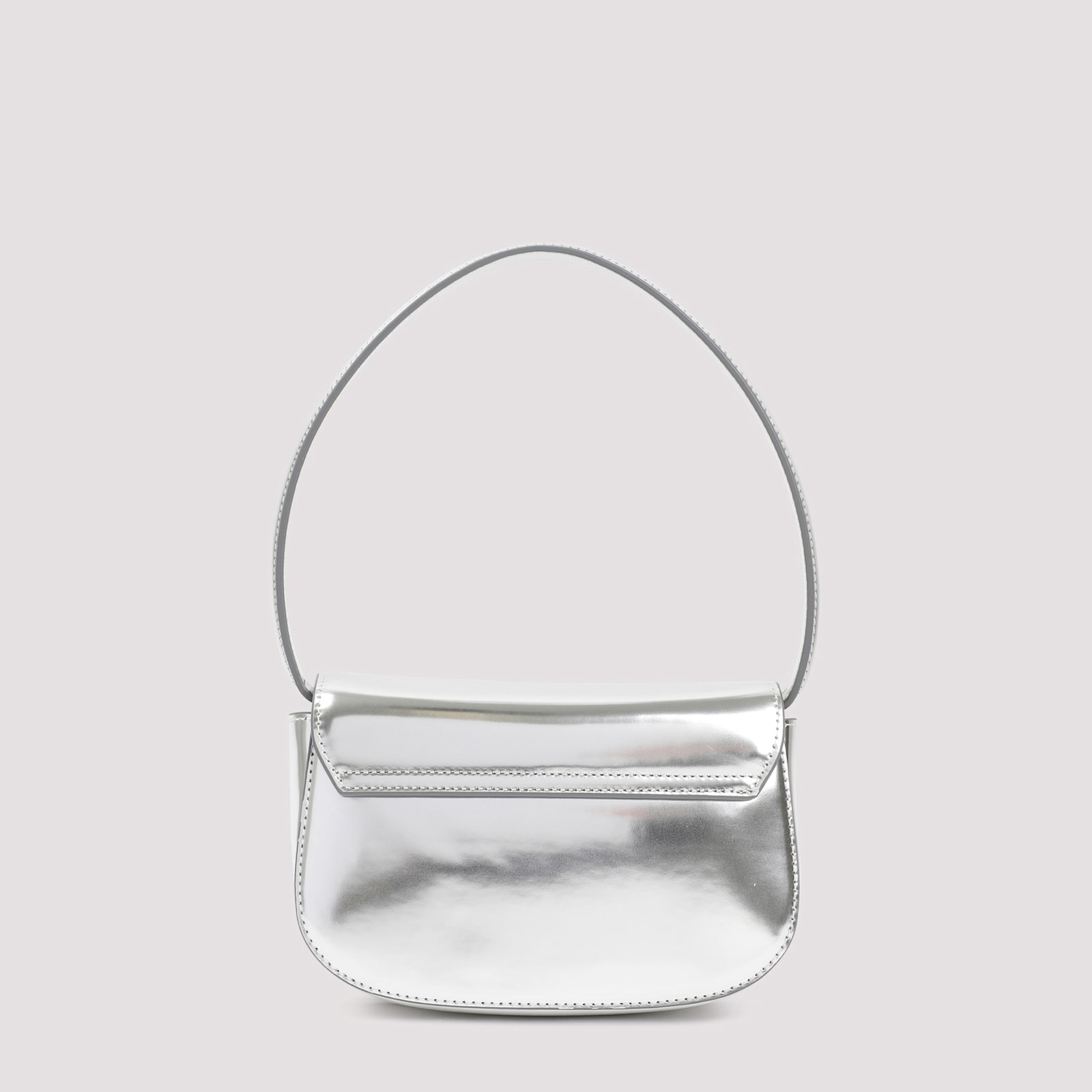 Diesel Silver Leather Handbag In Silver