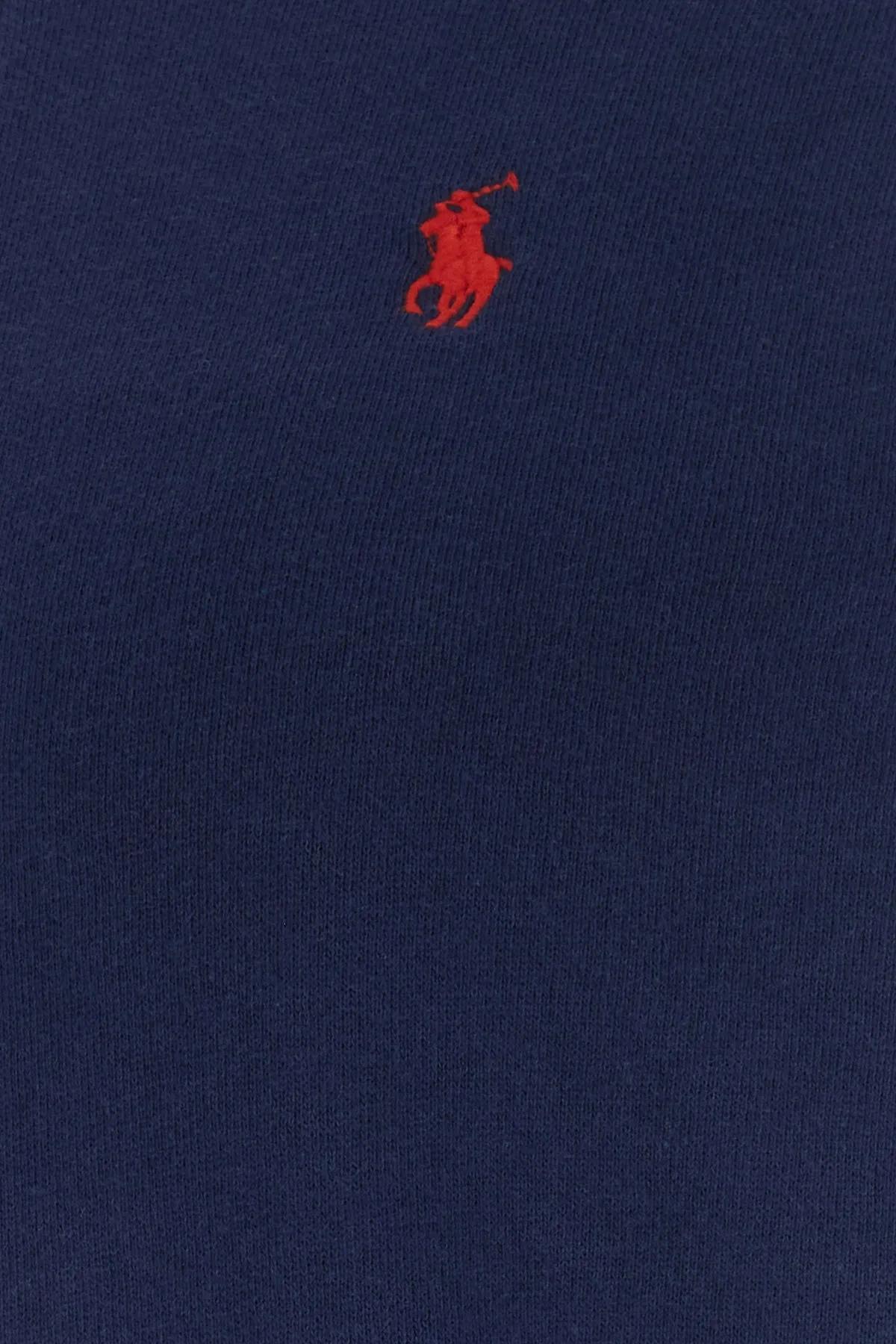 Shop Polo Ralph Lauren Navy Blue Cotton Blend Sweatshirt