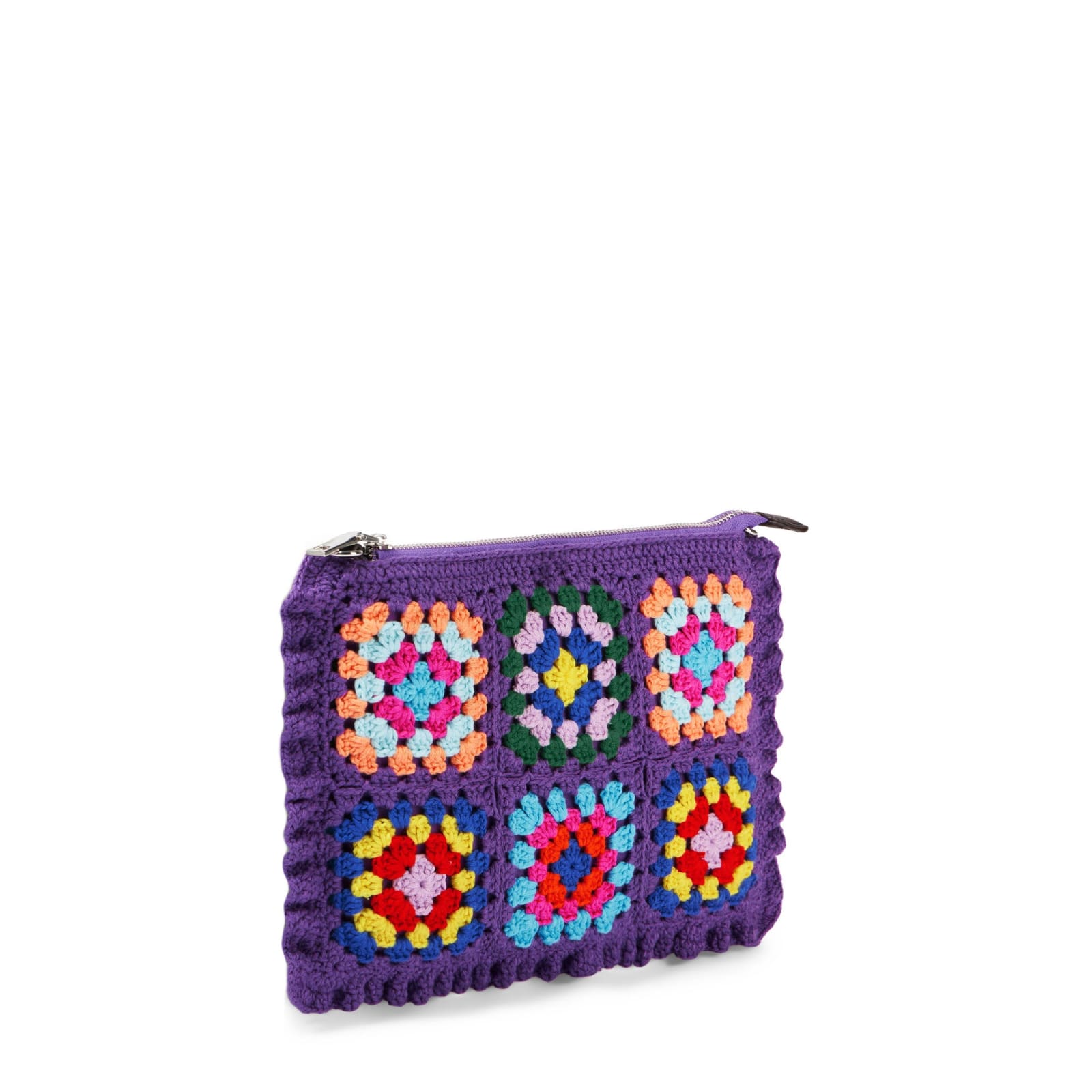 Shop Mc2 Saint Barth Parisienne Violet Crochet Crossbody Pouch Bag In Pink