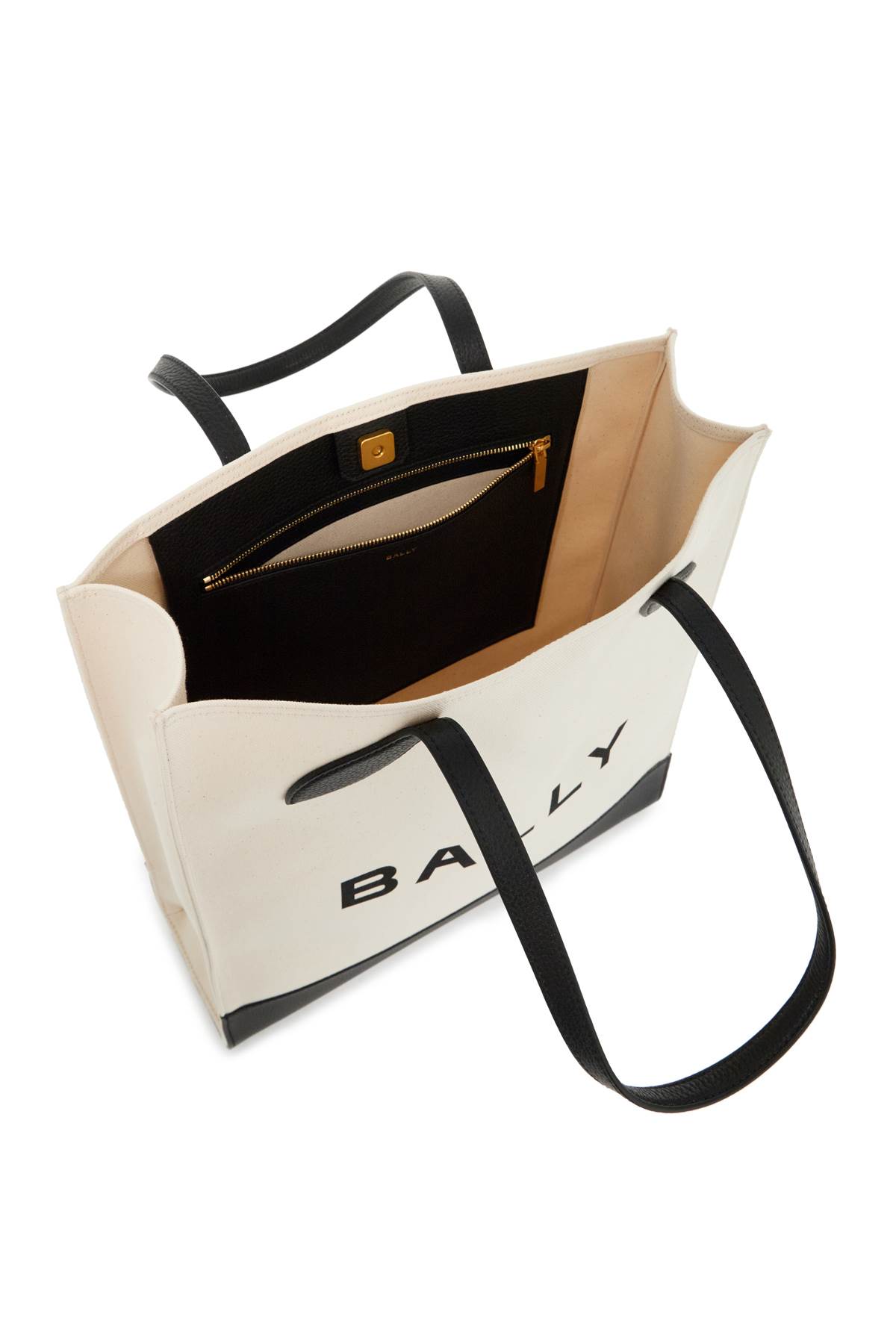 Shop Bally Bar Keep On Tote Bag In Natural/black+oro (white)