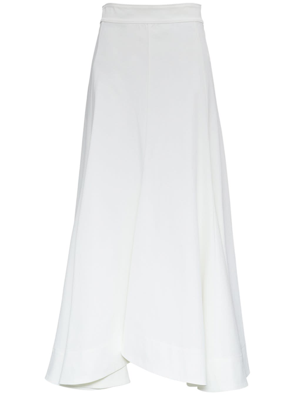 Jil Sander Long Flared White Skirt