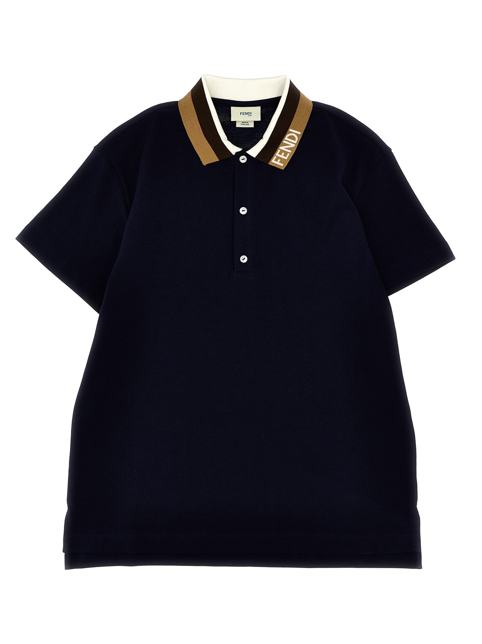 Shop Fendi Logo Collar Polo Shirt In Black