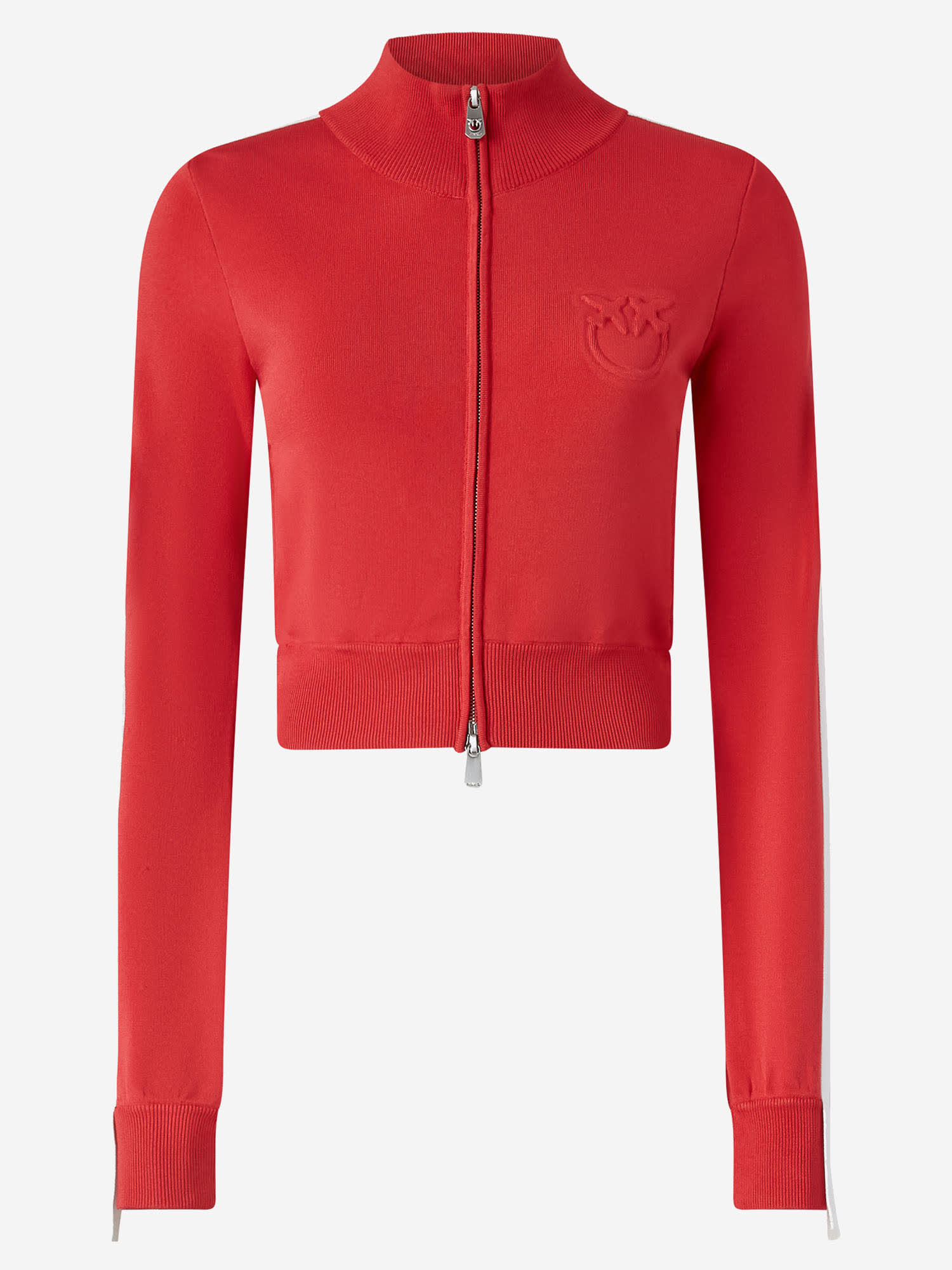 Shop Pinko Cropped Sweatshirt In Technical Fabric In Red