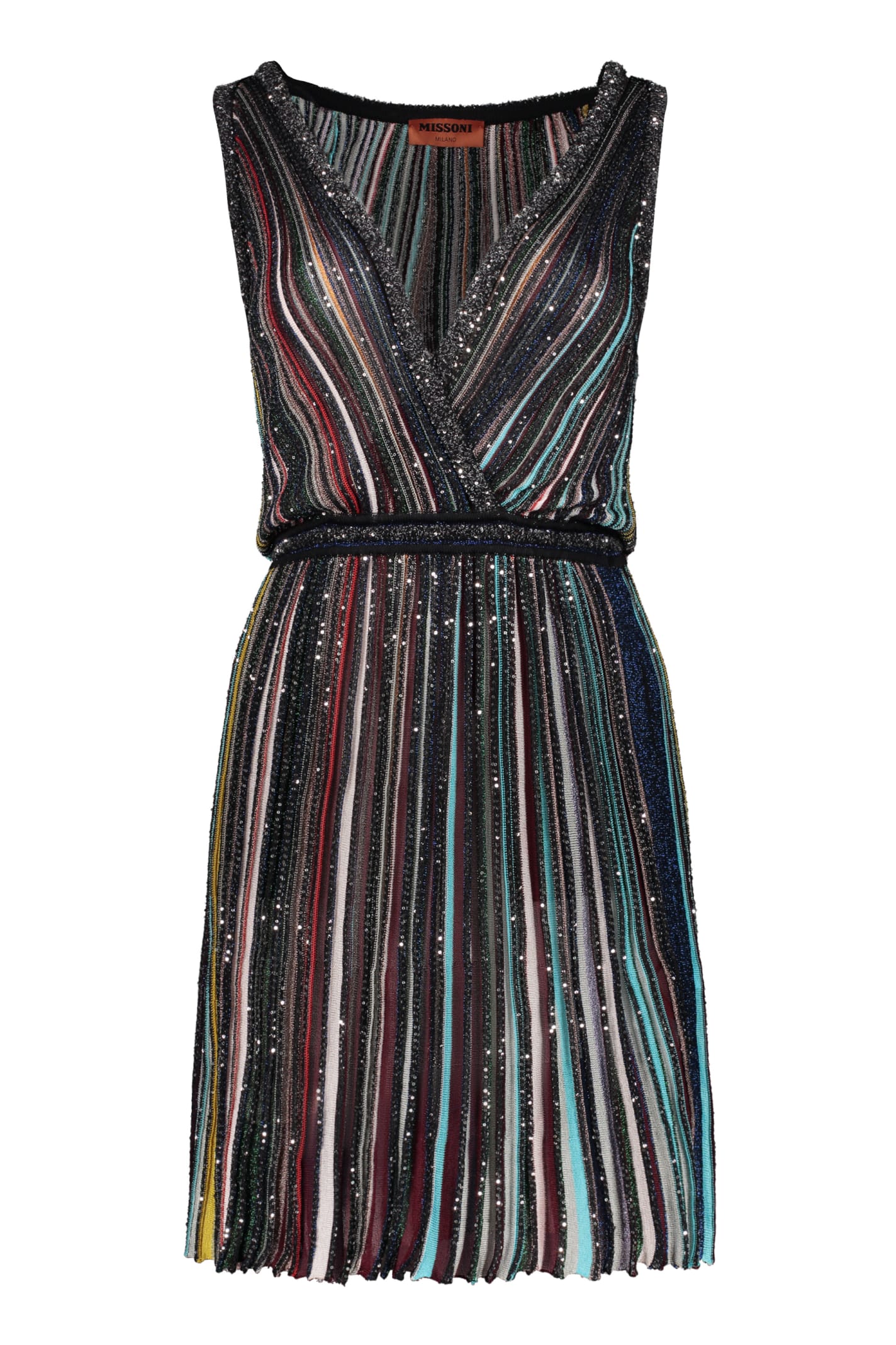 Missoni Embellished Knitted Dress In Multicolor
