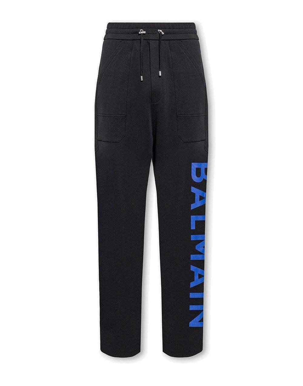 Balmain Logo Printed Drawstring Sweatpants In Black