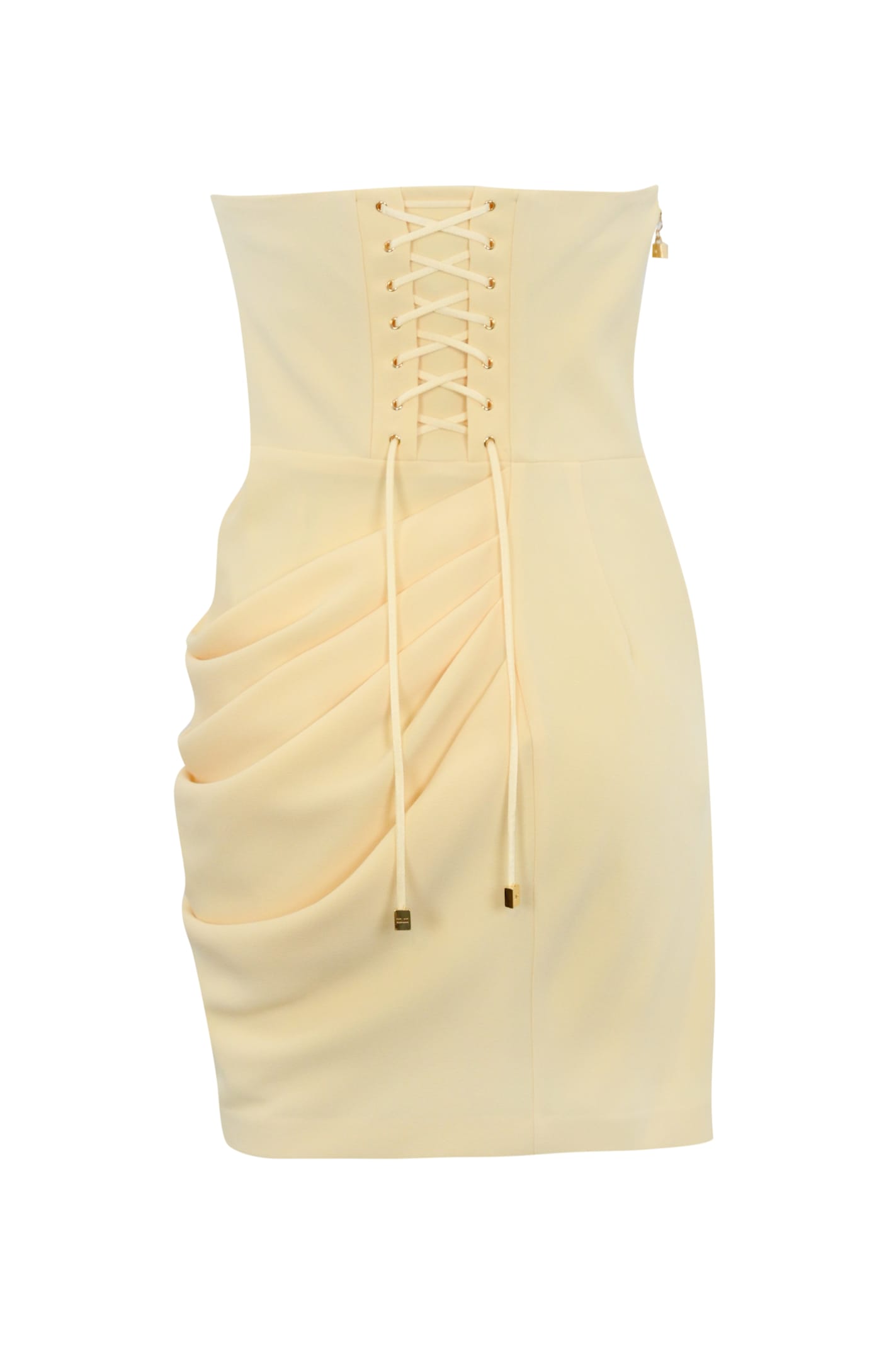 Elisabetta Franchi Crepe Dress With Macro Bow In Lemonade