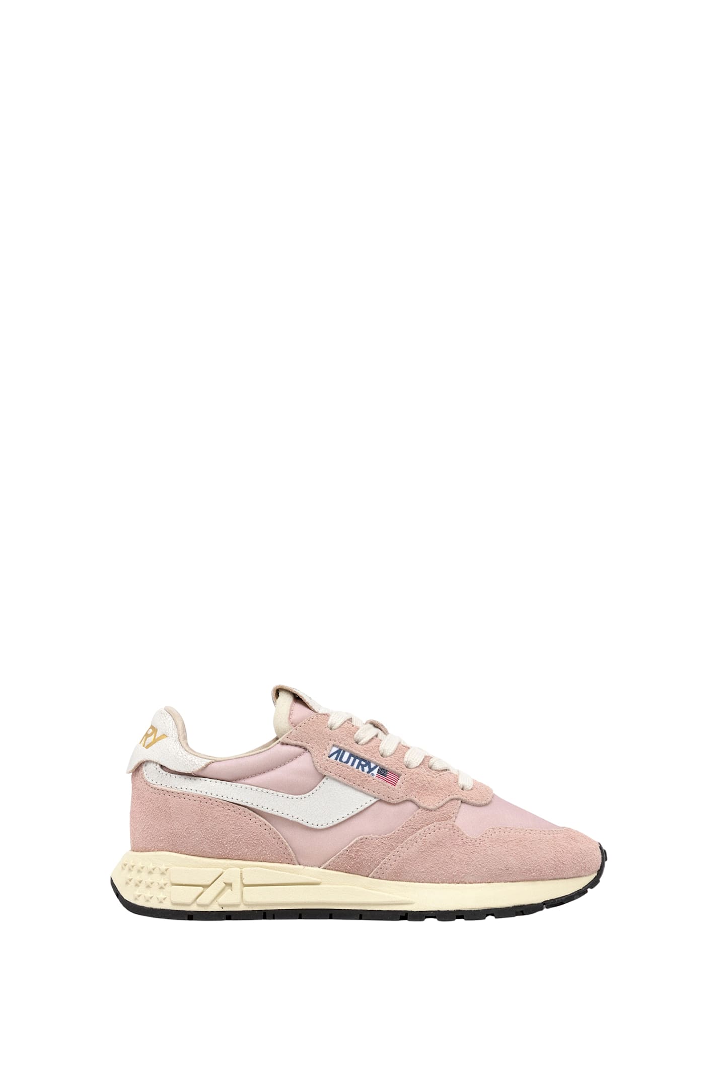 Autry Low Sneaker With Suede Panels And Rubber Sole In Pink