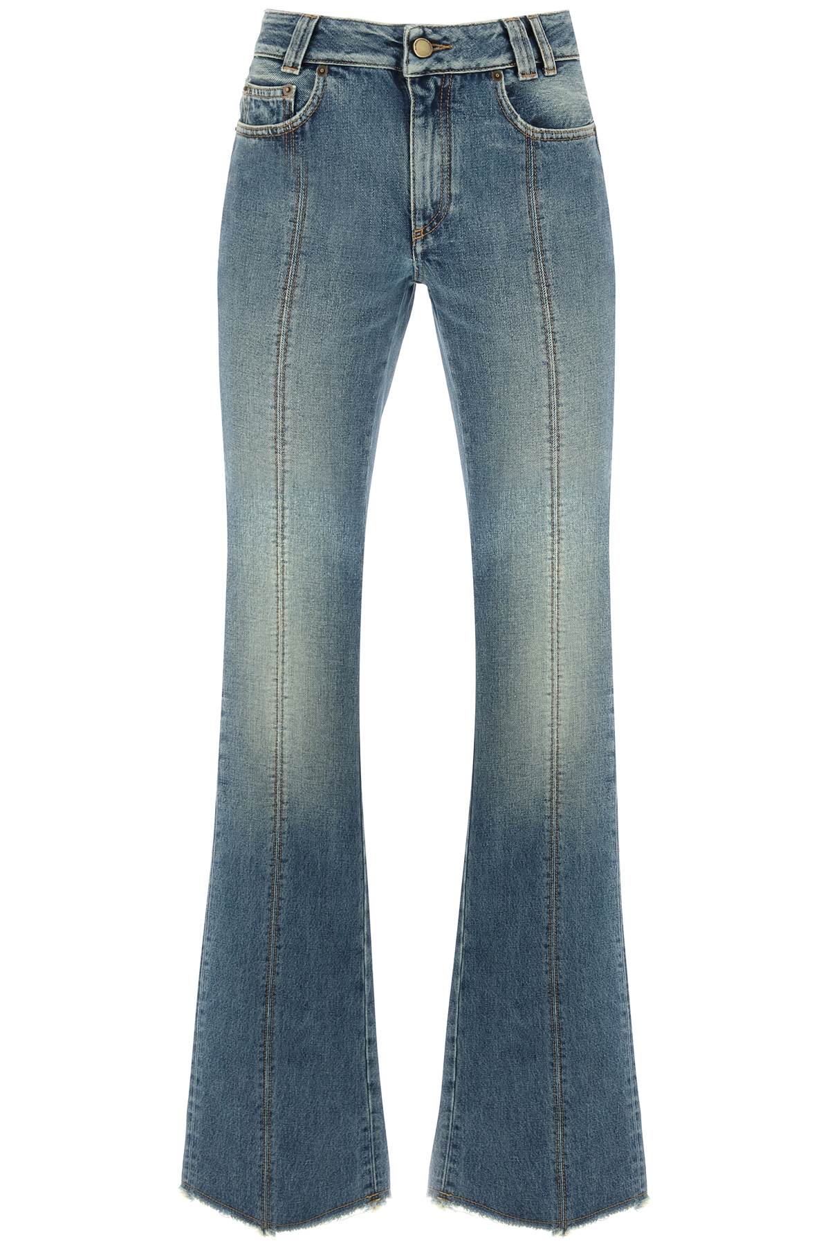 Shop Alessandra Rich Flared Jeans With Crystal Rose In Blue (blue)