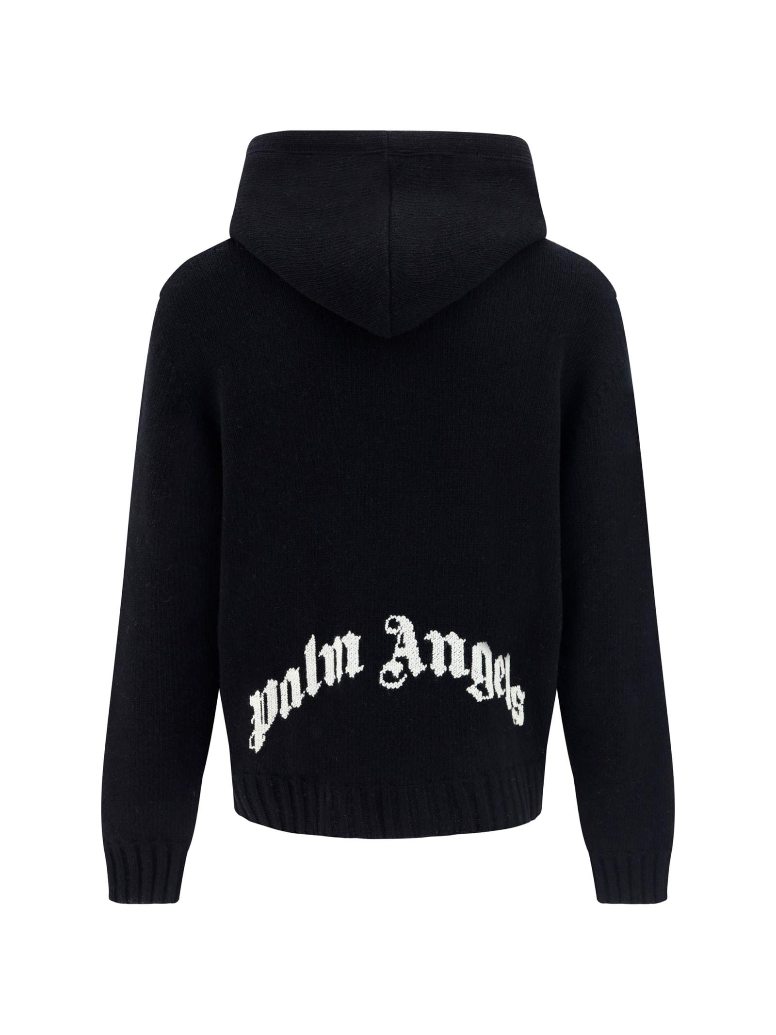 Shop Palm Angels Hooded Cardigan In Bianco