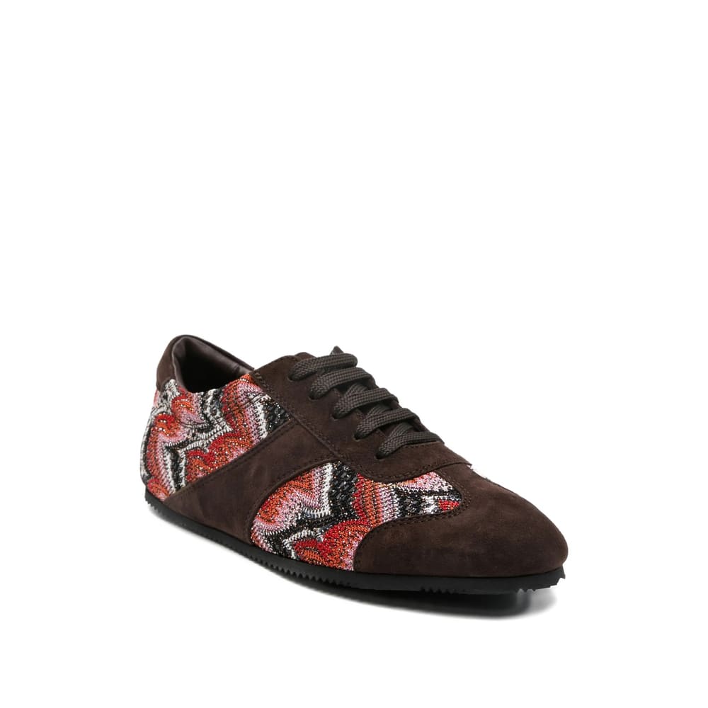Missoni Lame-trimmed Suede Sneakers In Brown
