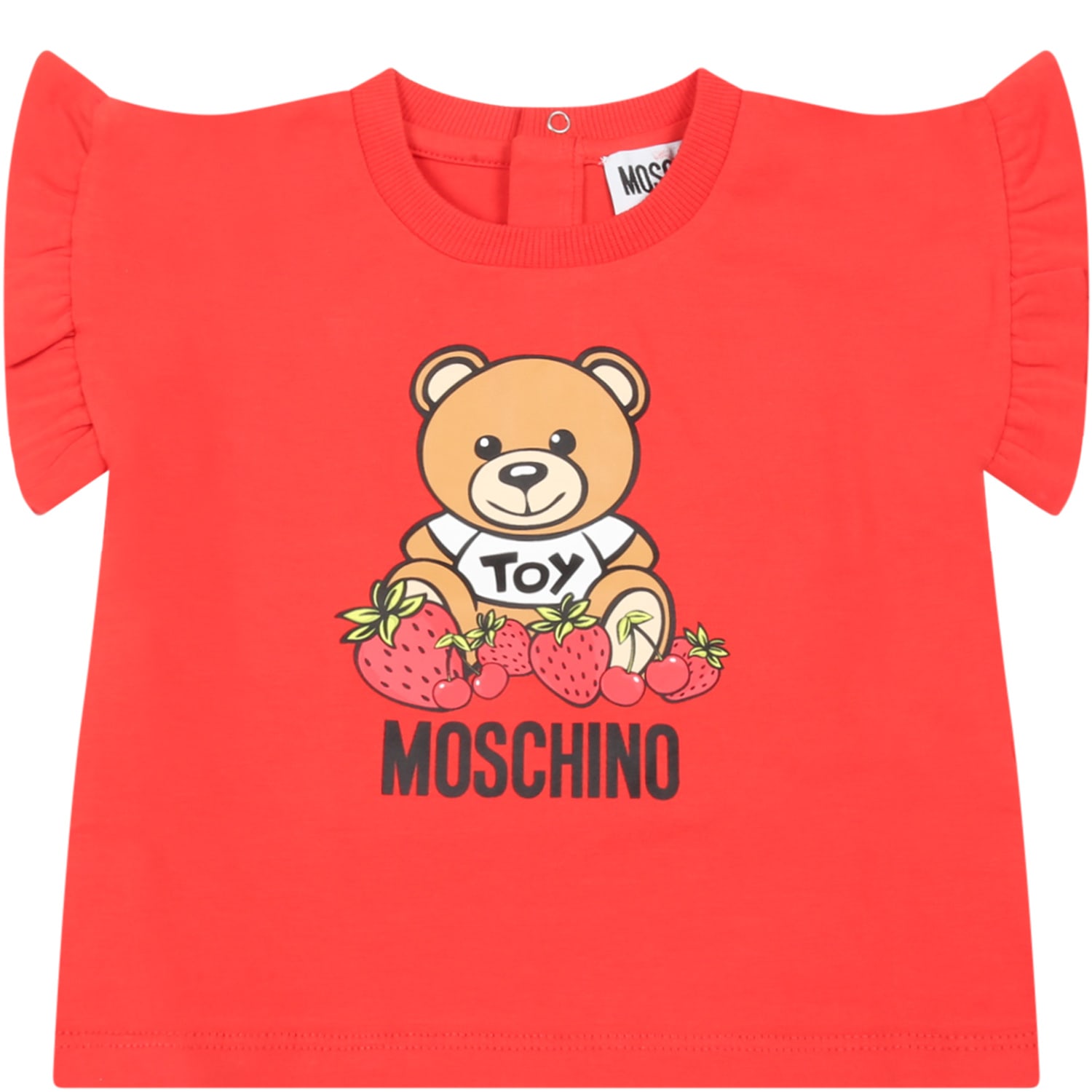 Moschino Red T-shirt For Baby Girl With Teddy Bear