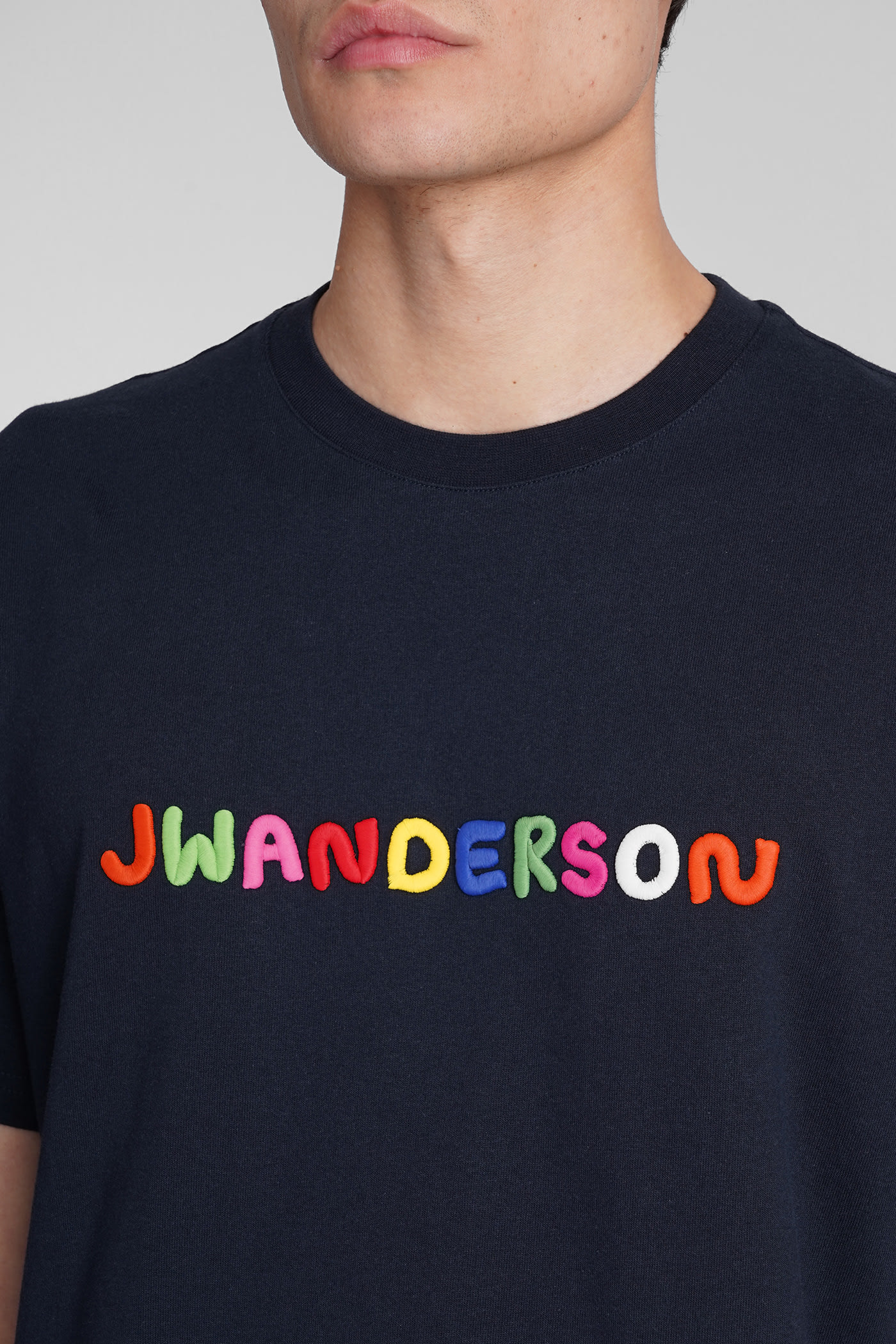 Shop Jw Anderson T-shirt In Blue Cotton