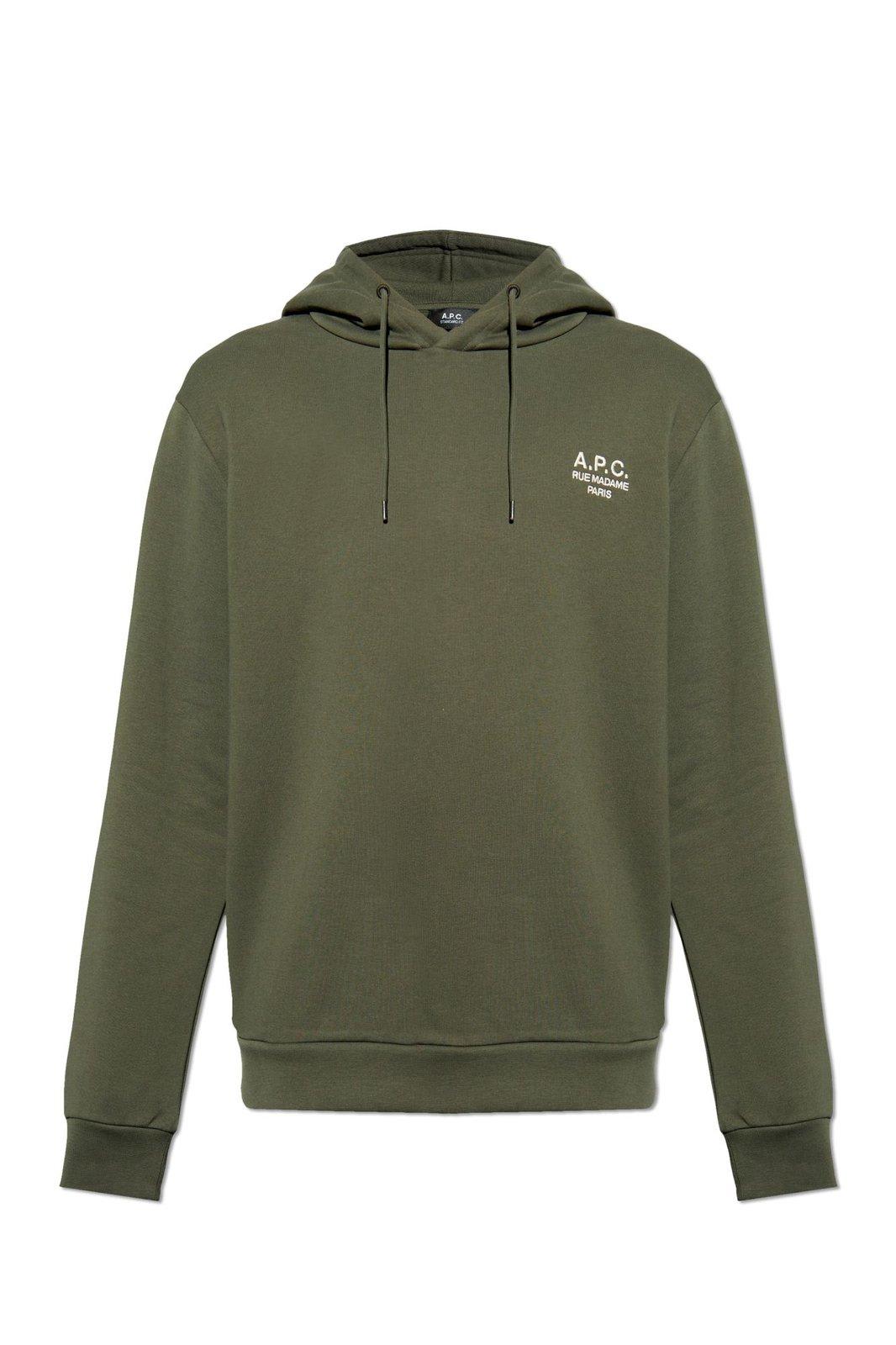 A. P.C. Logo Embroidered Drawstring Hoodie