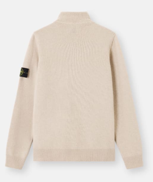 Stone Island Long Sleeve Knit Sweater With Removable Patch In Multi