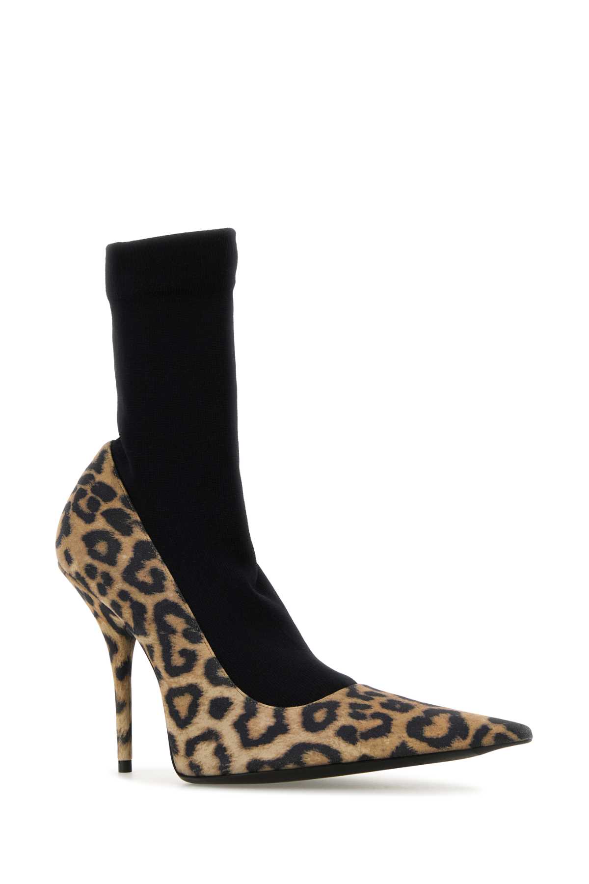 Balenciaga Printed Suede Avenue Sock Pumps In Leopardblack