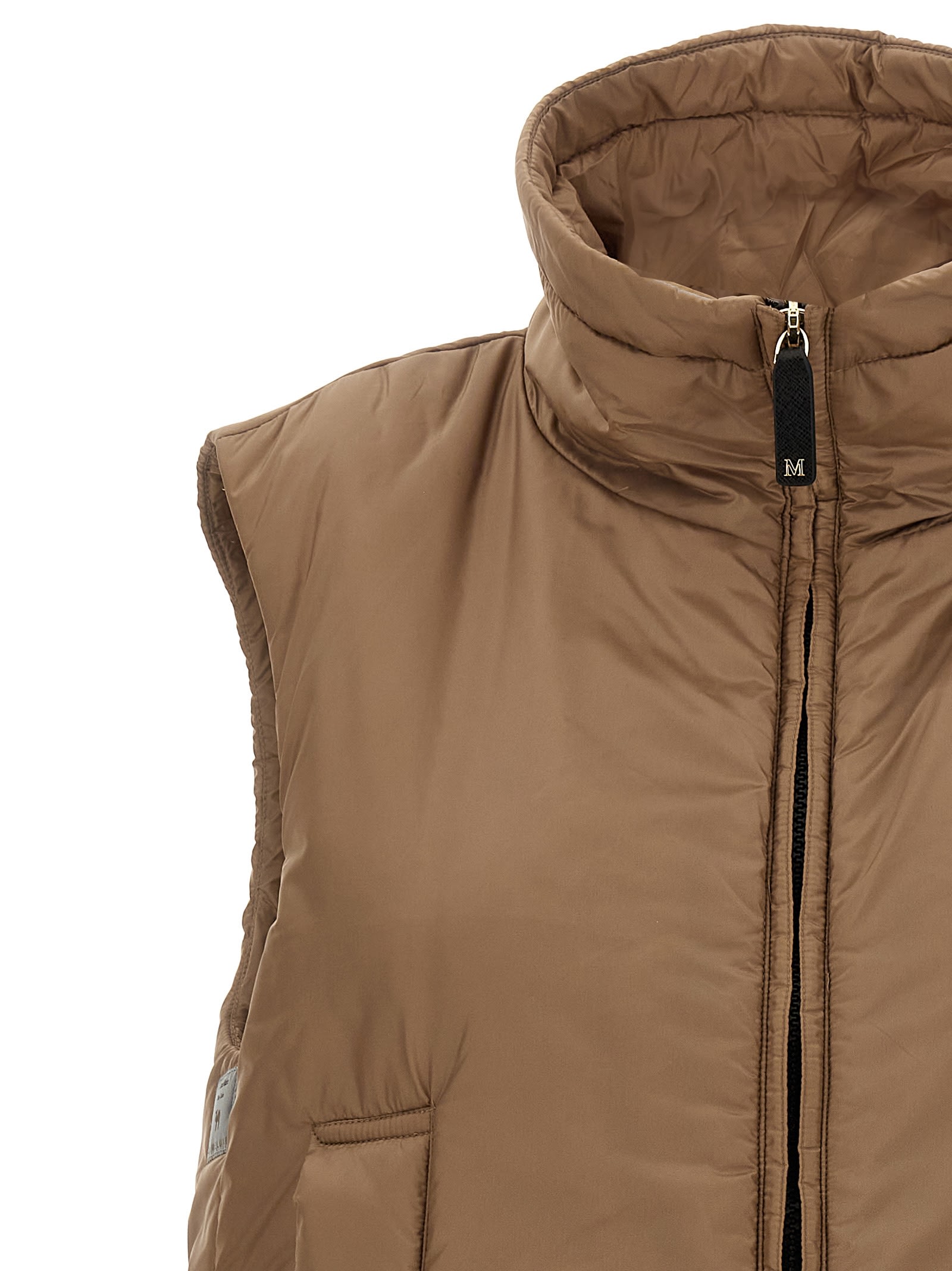 Max Mara The Cube Water-resistant Technical Canvas Gilet In Brown