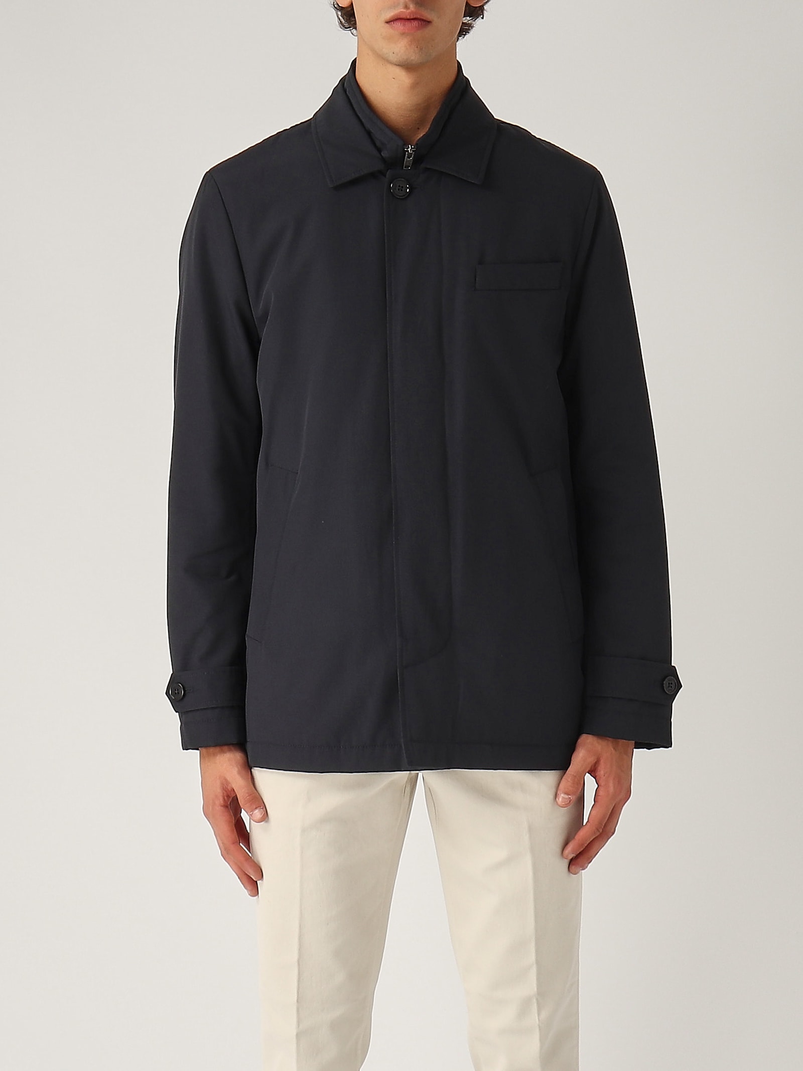 Shop Fay Morning Corto Db Front Raincoat In Navy