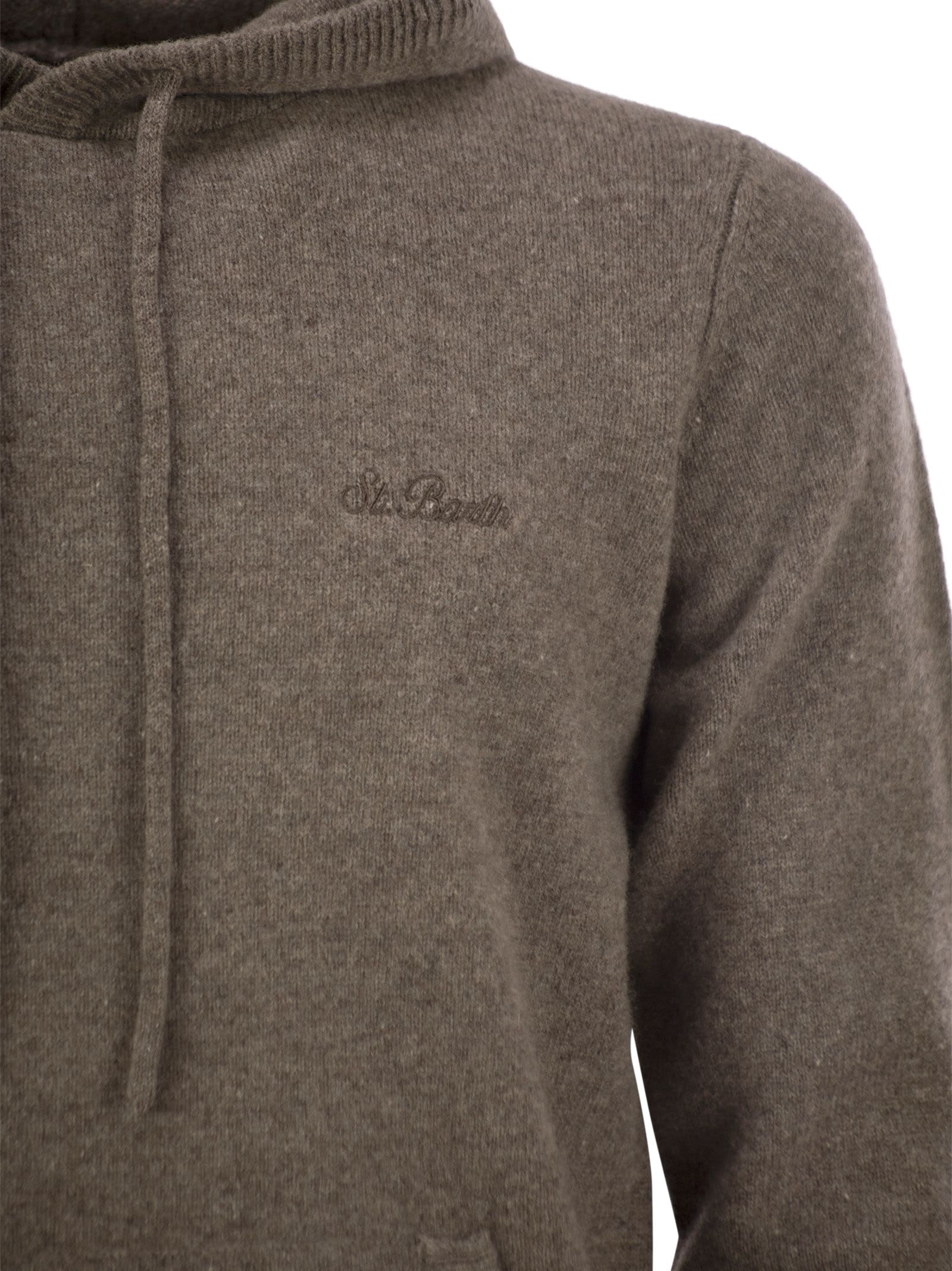 Mc2 Saint Barth Mahony - Hooded Lambswool Jumper In Hazelnut