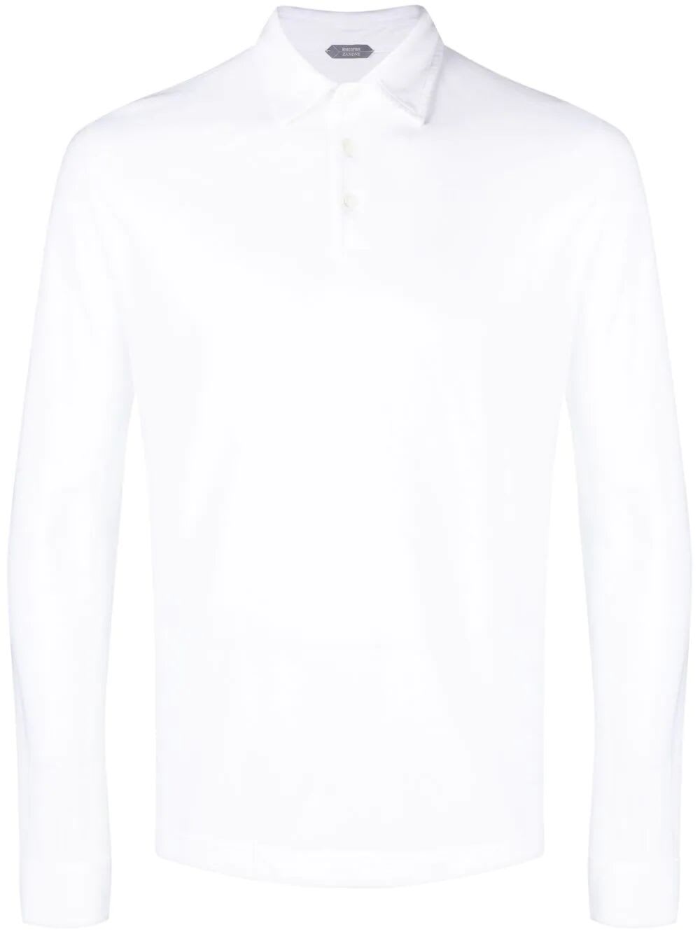 Shop Zanone Long Sleeves Polo In White